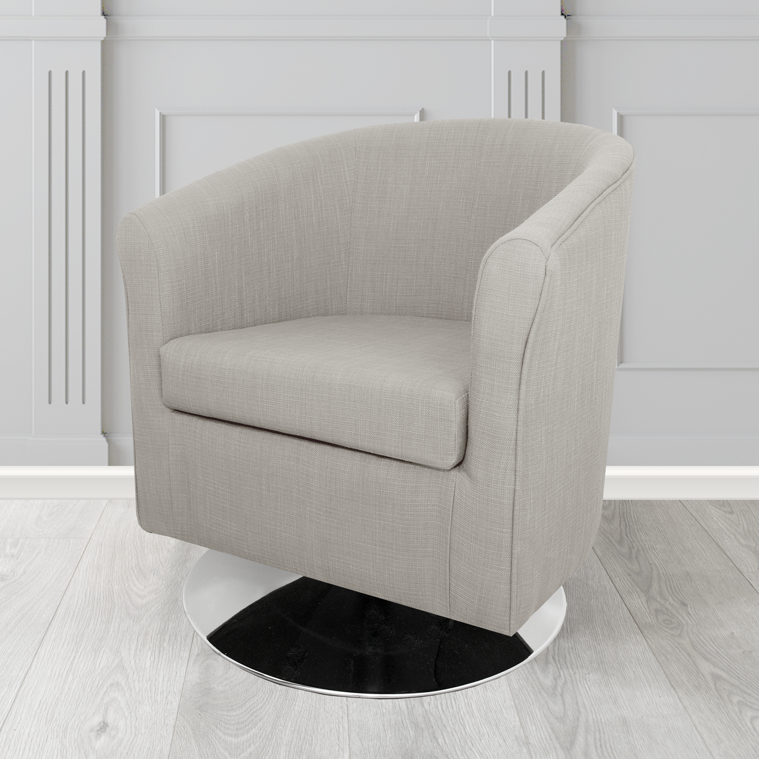 Tuscany Emporio Silver EMP517 Linen Crib 5 Fabric Swivel Tub Chair - The Tub Chair Shop
