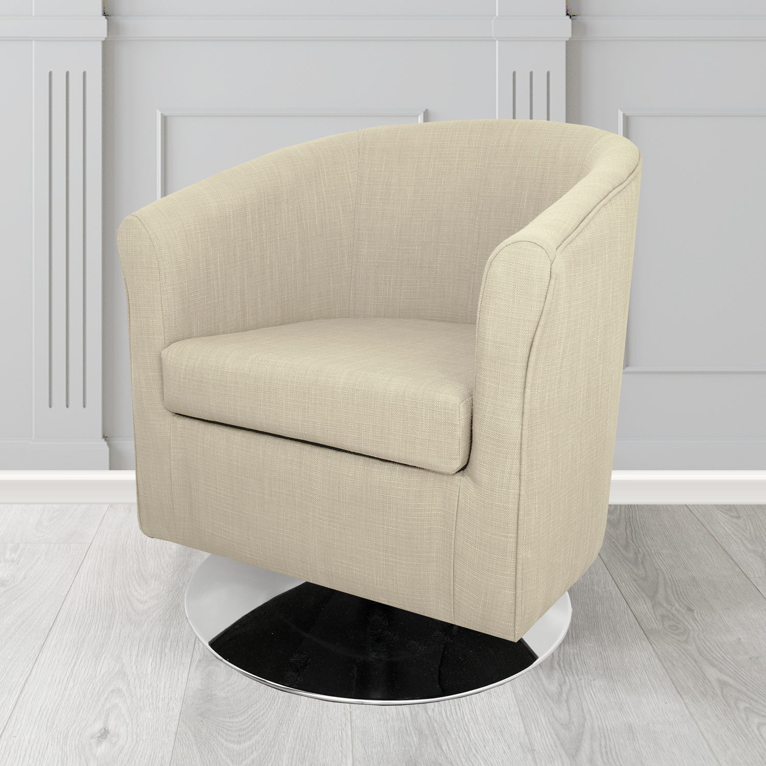 Tuscany Emporio Putty EMP530 Linen Crib 5 Fabric Swivel Tub Chair - The Tub Chair Shop
