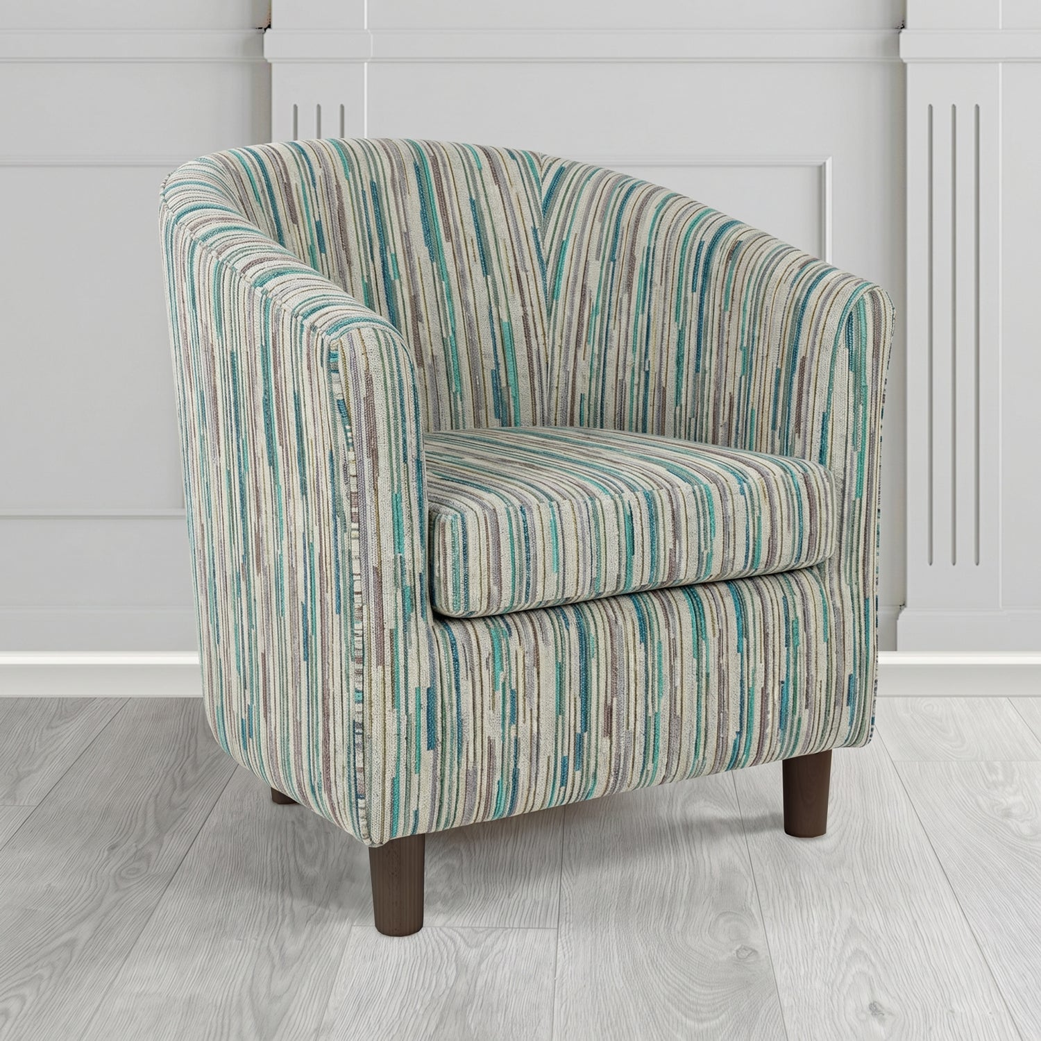 Tuscany Tub Chair in Cristina Marrone Extravaganza Stripe Fabric