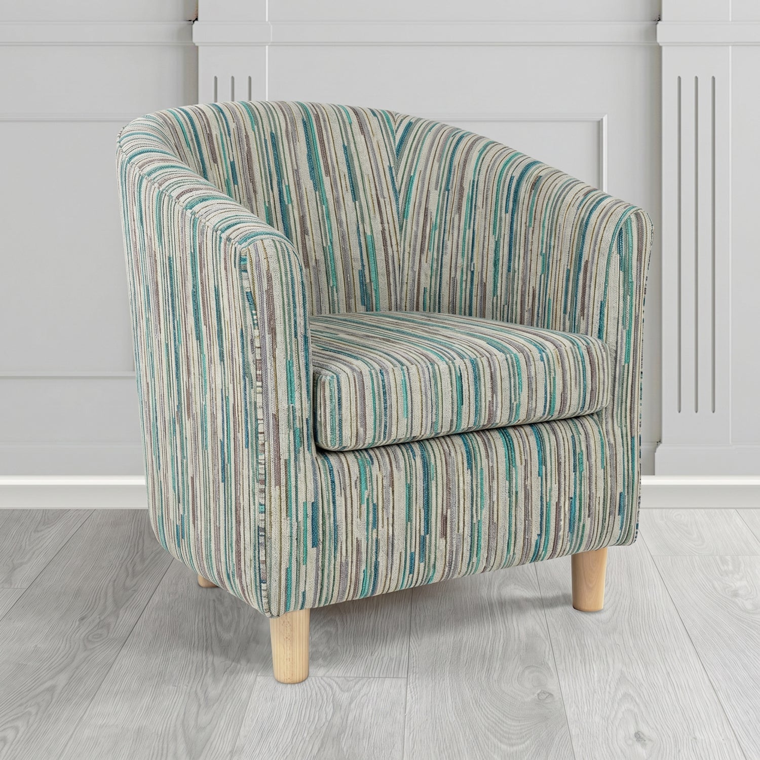 Tuscany Tub Chair in Cristina Marrone Extravaganza Stripe Fabric
