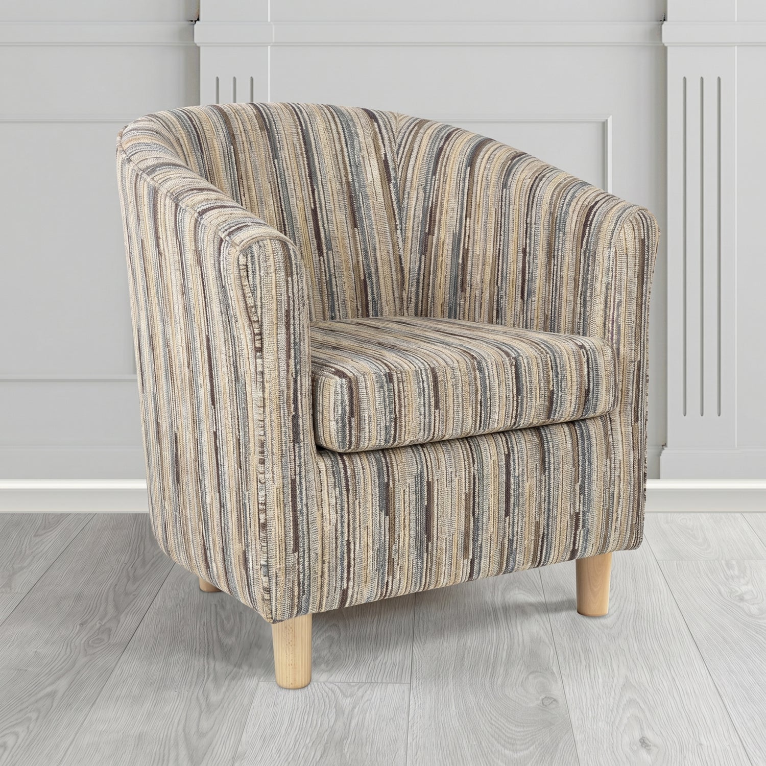 Tuscany Tub Chair in Cristina Marrone Extravaganza Stripe Fabric