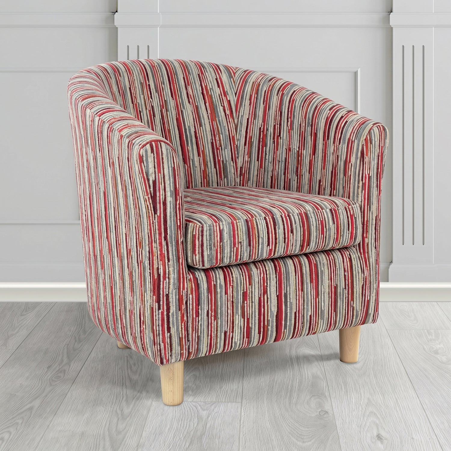 Tuscany Tub Chair in Cristina Marrone Extravaganza Stripe Fabric