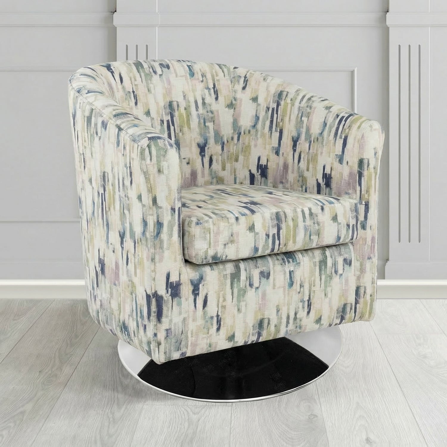 Tuscany Swivel Tub Chair in Fryett's Aura Abstract Pattern Fabric