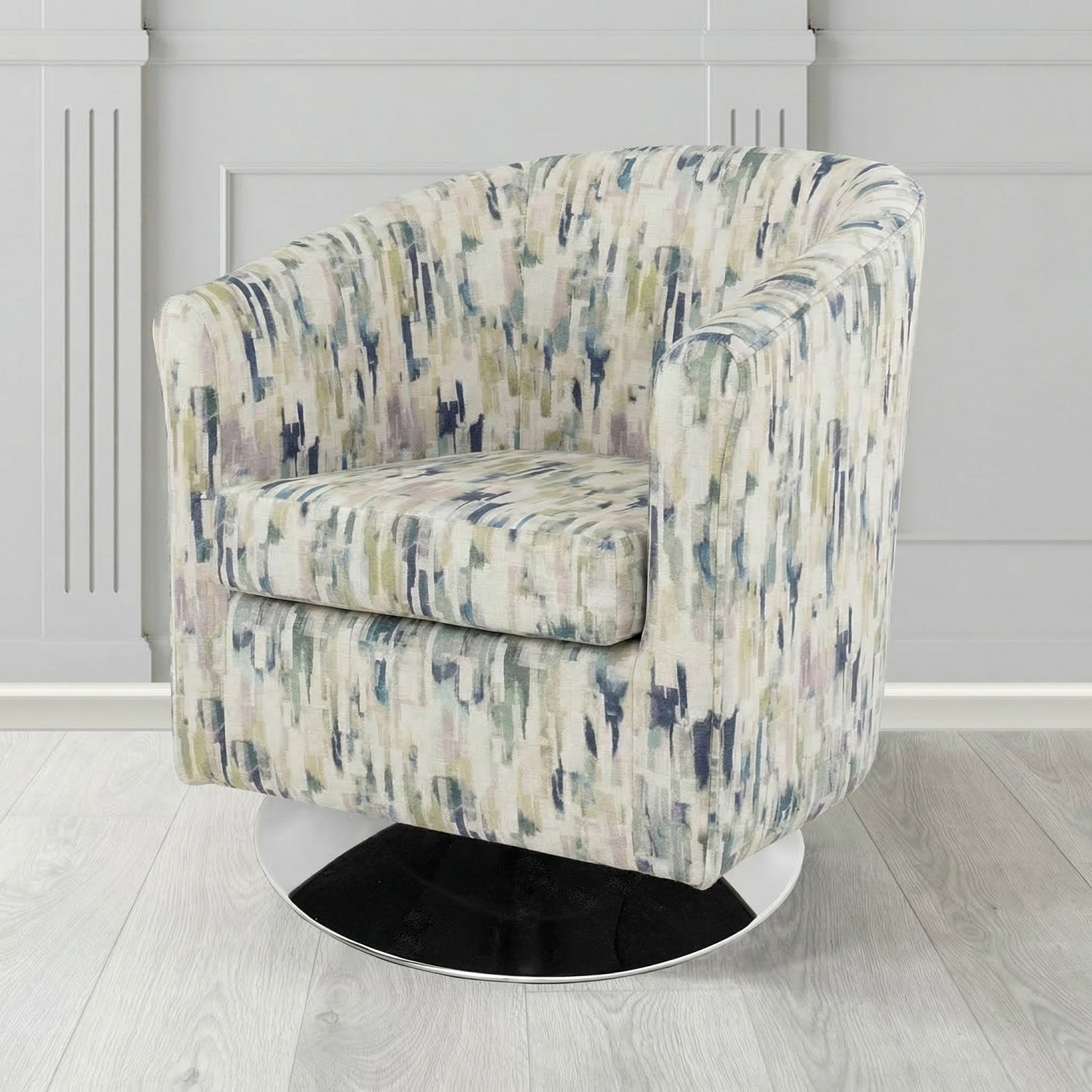 Tuscany Swivel Tub Chair in Fryett's Aura Abstract Pattern Fabric
