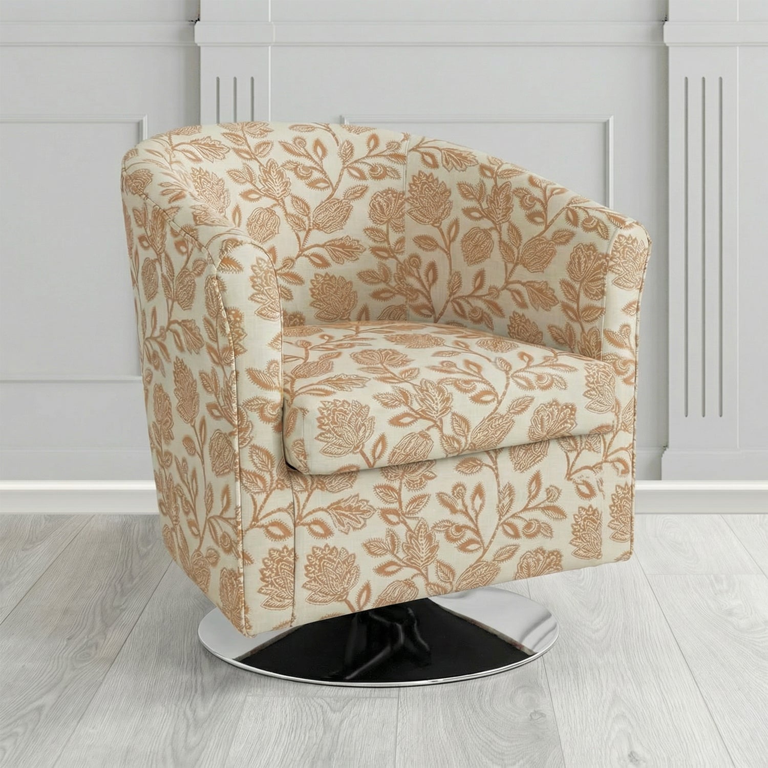 Tuscany Swivel Tub Chair in Fryett's Henley Floral Pattern Fabric