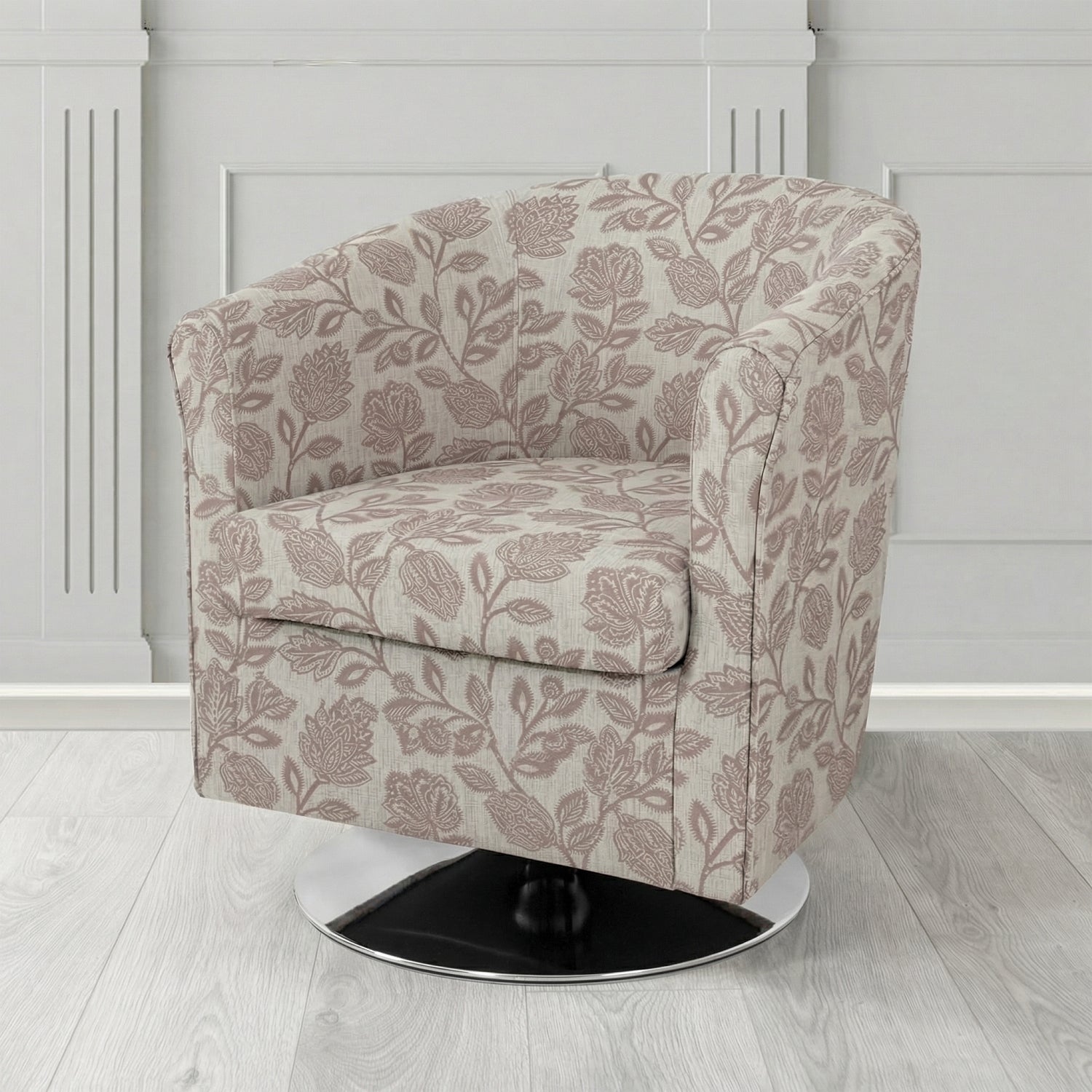 Tuscany Swivel Tub Chair in Fryett's Henley Floral Pattern Fabric