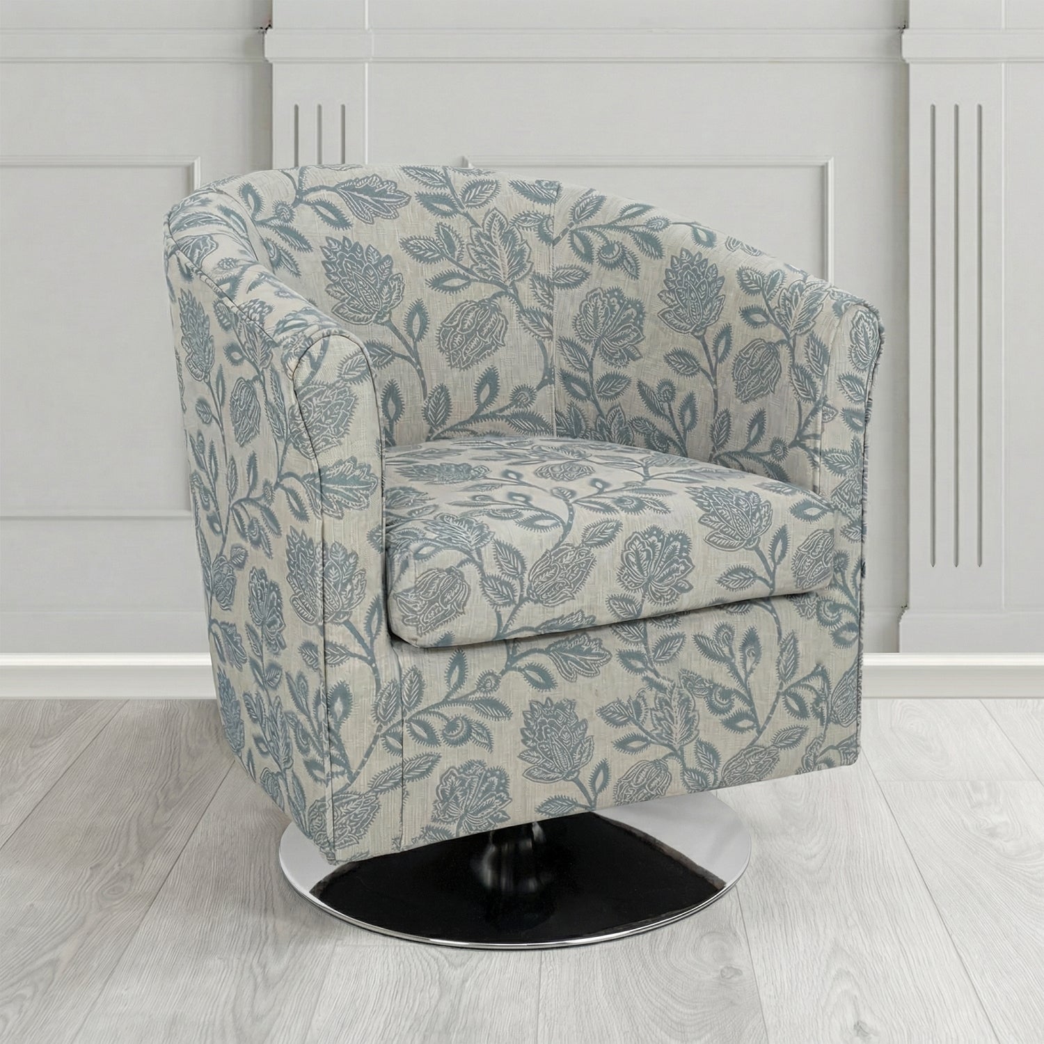 Tuscany Swivel Tub Chair in Fryett's Henley Floral Pattern Fabric