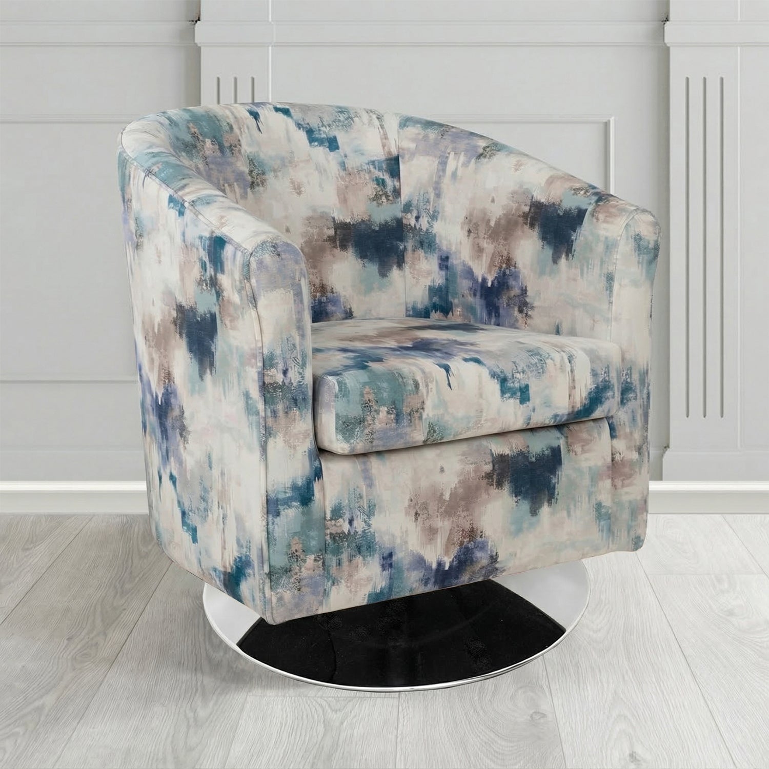 Tuscany Swivel Tub Chair in Fryett's Kala Abstract Pattern Fabric