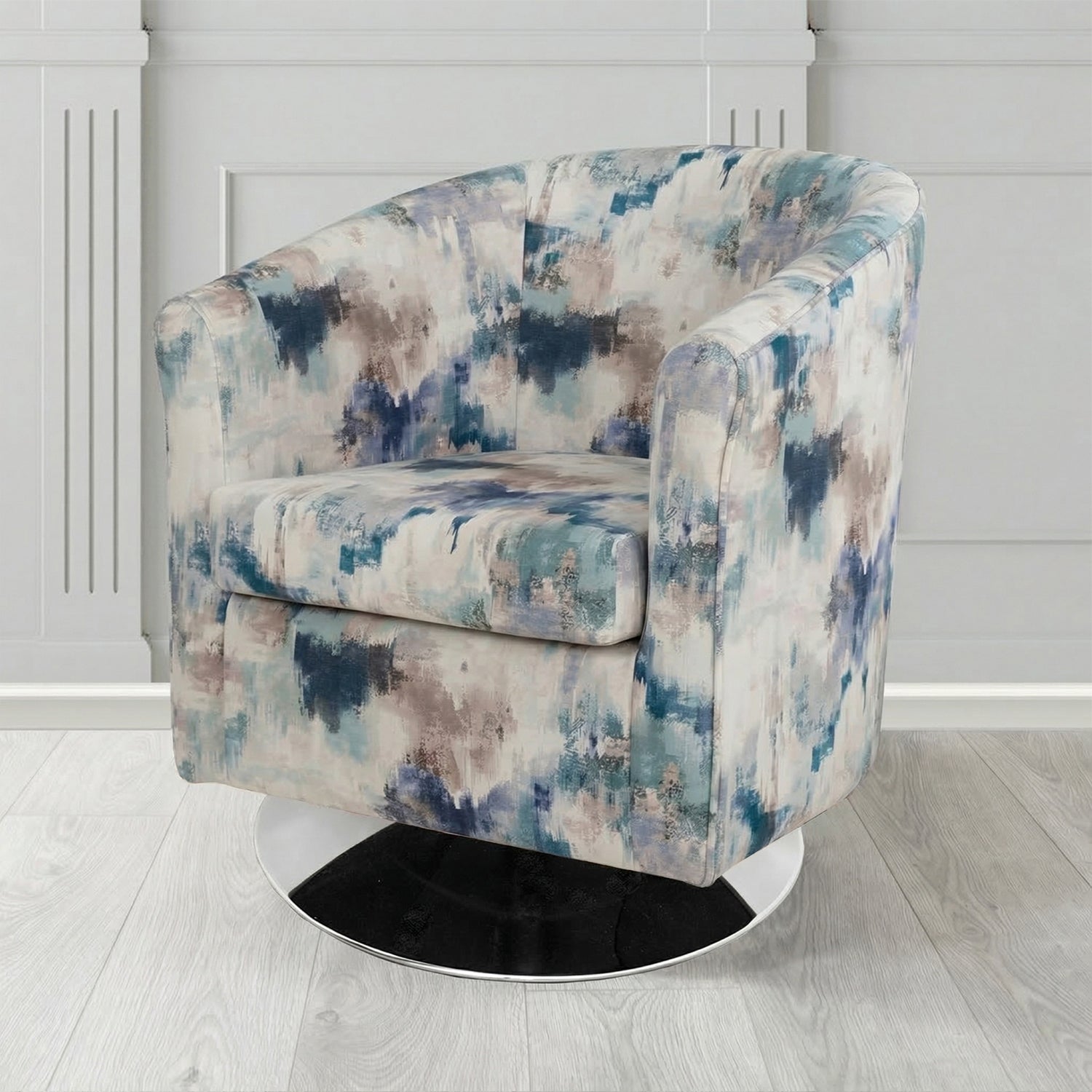 Tuscany Swivel Tub Chair in Fryett's Kala Abstract Pattern Fabric