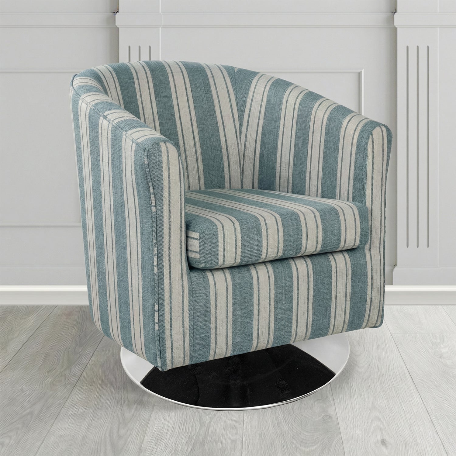 Tuscany Swivel Tub Chair in Fryett's Radley Stripe Pattern Fabric