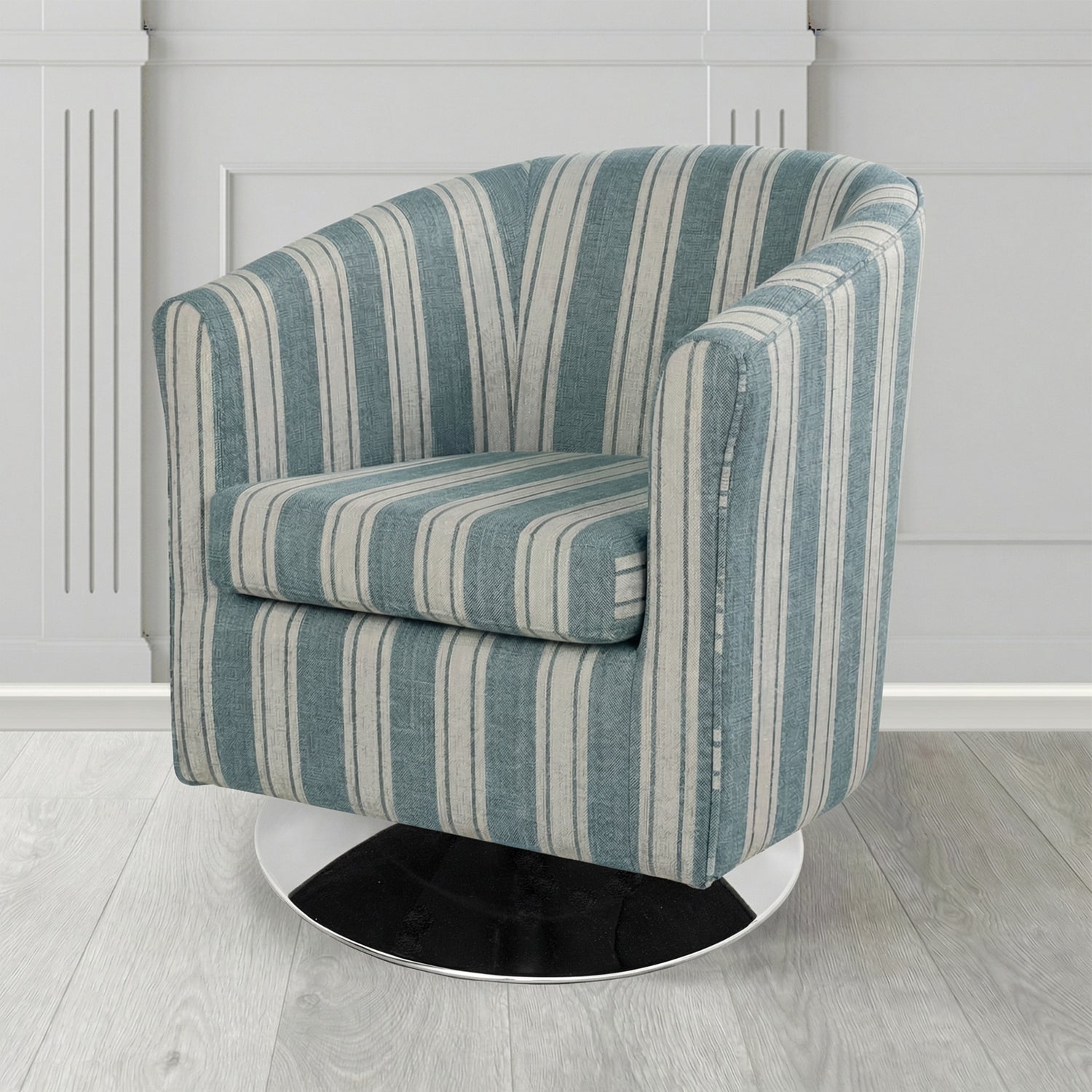 Tuscany Swivel Tub Chair in Fryett's Radley Stripe Pattern Fabric