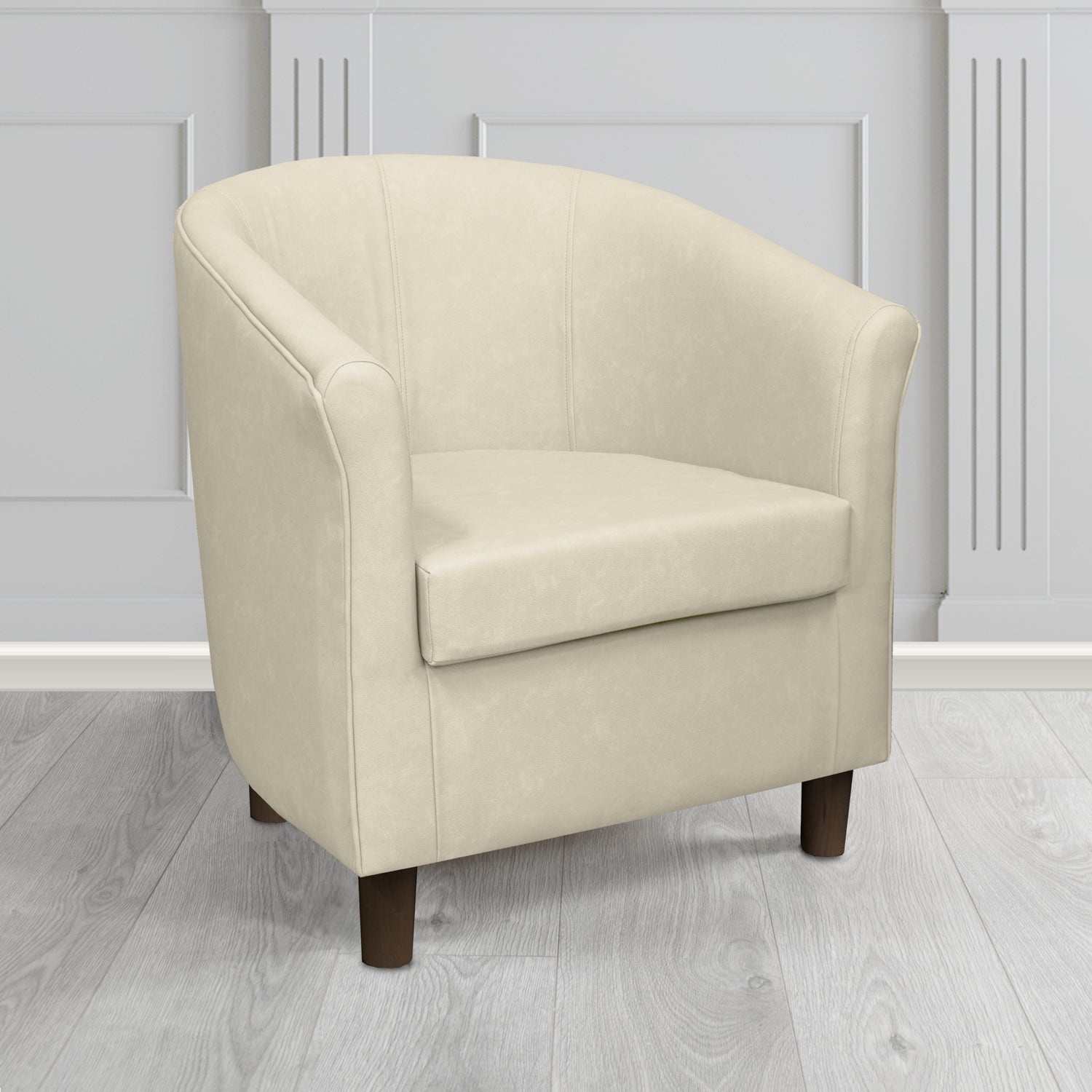 Tuscany Tub Chair in Infiniti Stone INF1844 Antimicrobial Crib 5 Faux Leather - The Tub Chair Shop