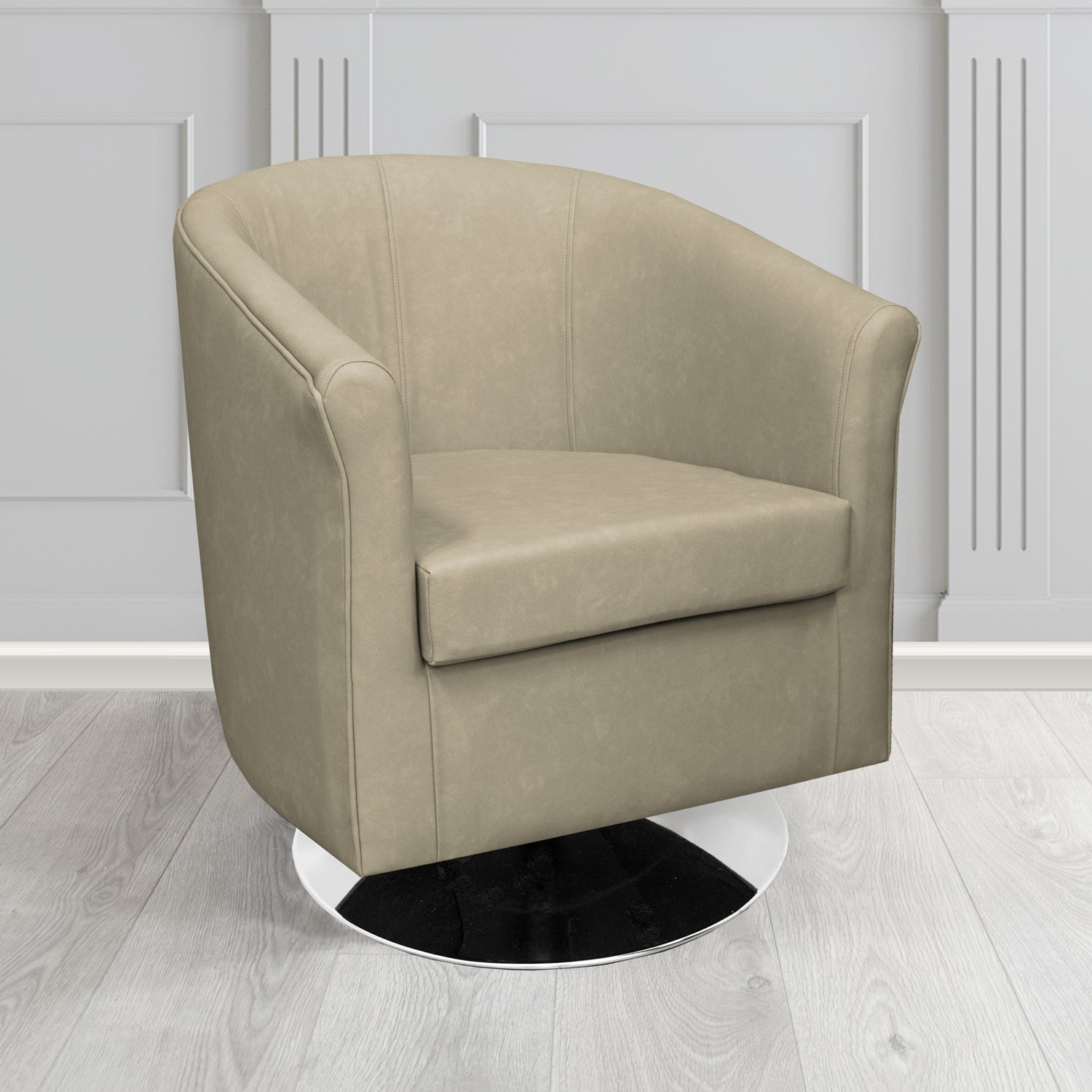Tuscany Swivel Tub Chair in Infiniti Granite INF1845 Antimicrobial Crib 5 Faux Leather - The Tub Chair Shop