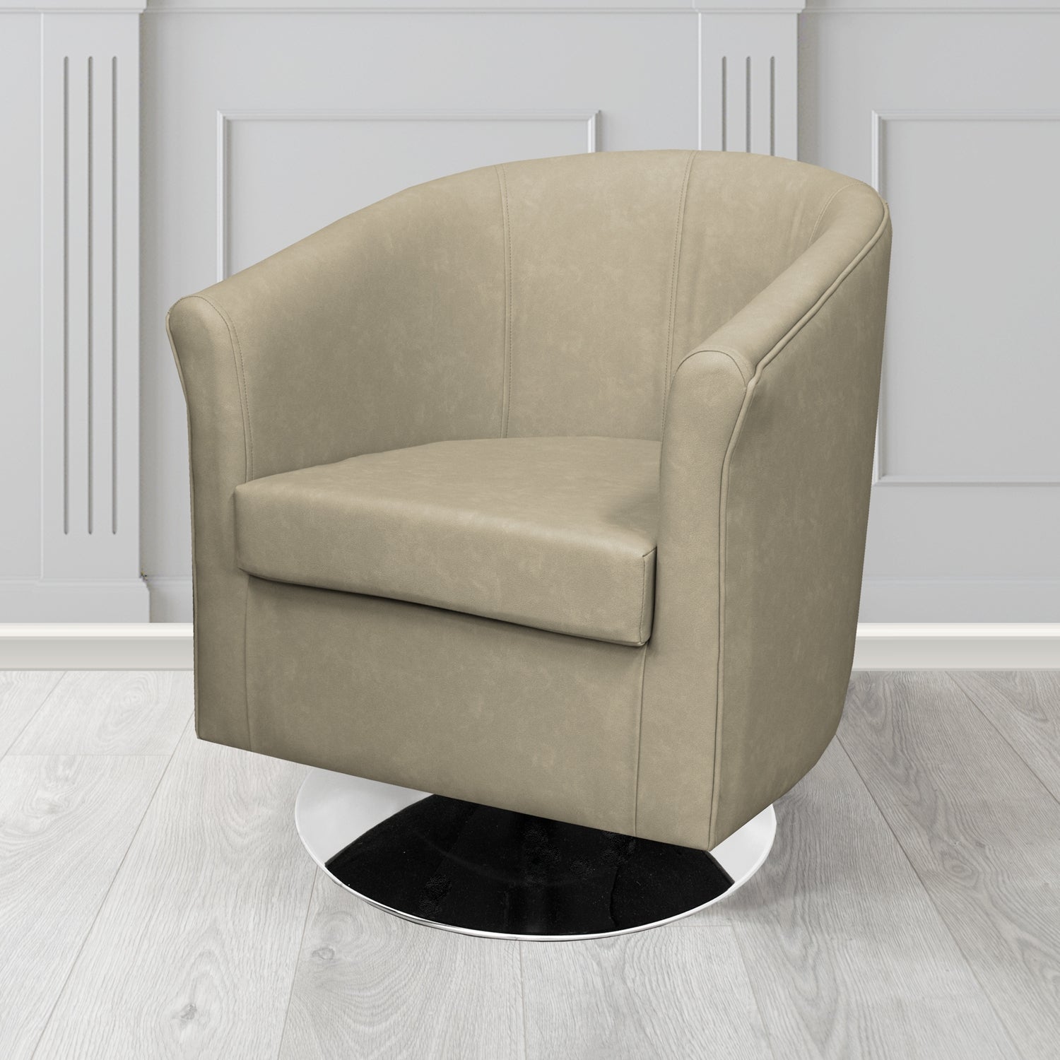 Tuscany Swivel Tub Chair in Infiniti Granite INF1845 Antimicrobial Crib 5 Faux Leather - The Tub Chair Shop
