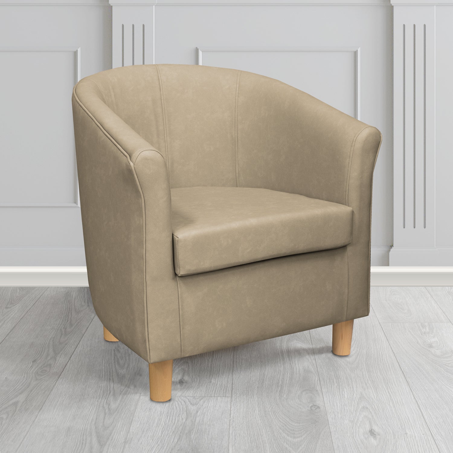 Tuscany Tub Chair in Infiniti Mousse INF1846 Antimicrobial Crib 5 Faux Leather - The Tub Chair Shop