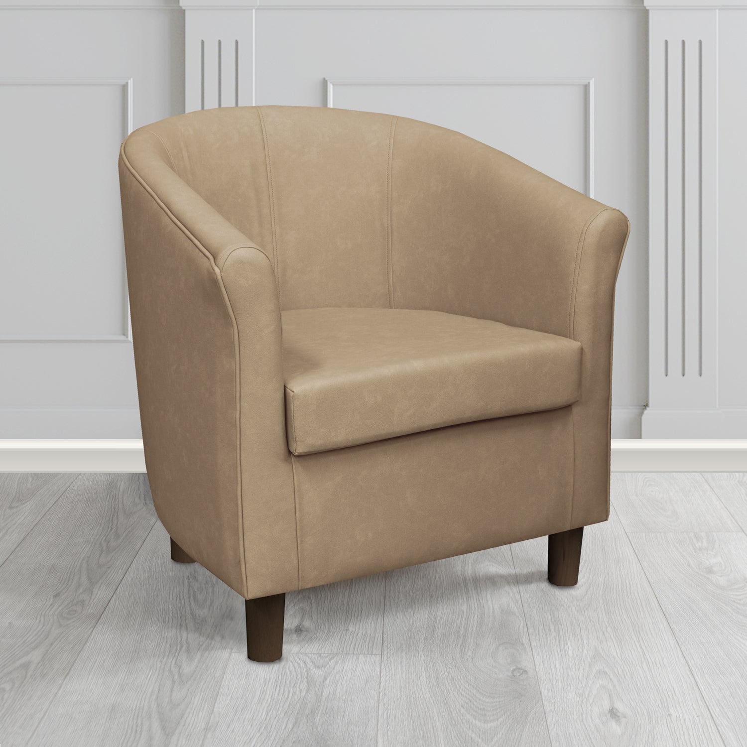 Tuscany Tub Chair in Infiniti Caramel INF1847 Antimicrobial Crib 5 Faux Leather - The Tub Chair Shop