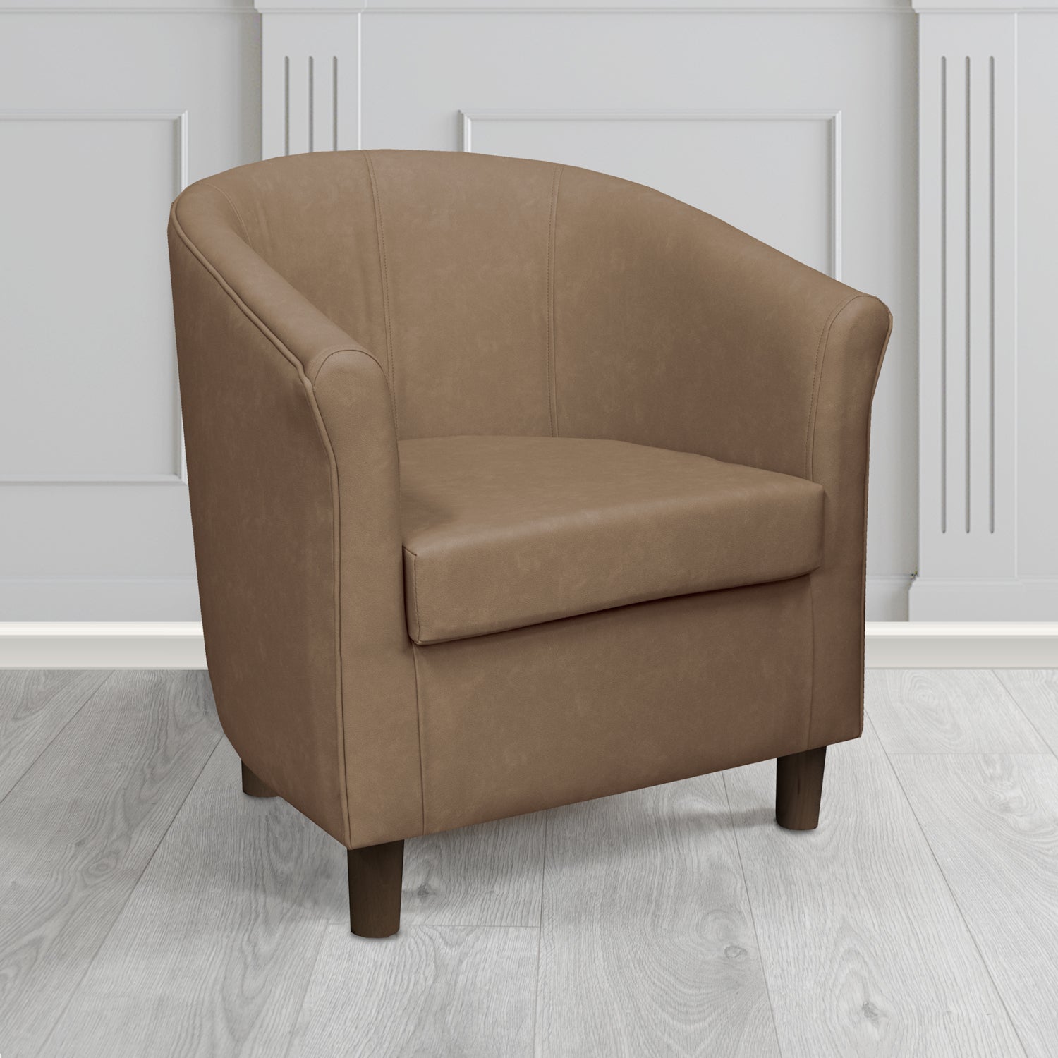 Tuscany Tub Chair in Infiniti Truffle INF1848 Antimicrobial Crib 5 Faux Leather - The Tub Chair Shop