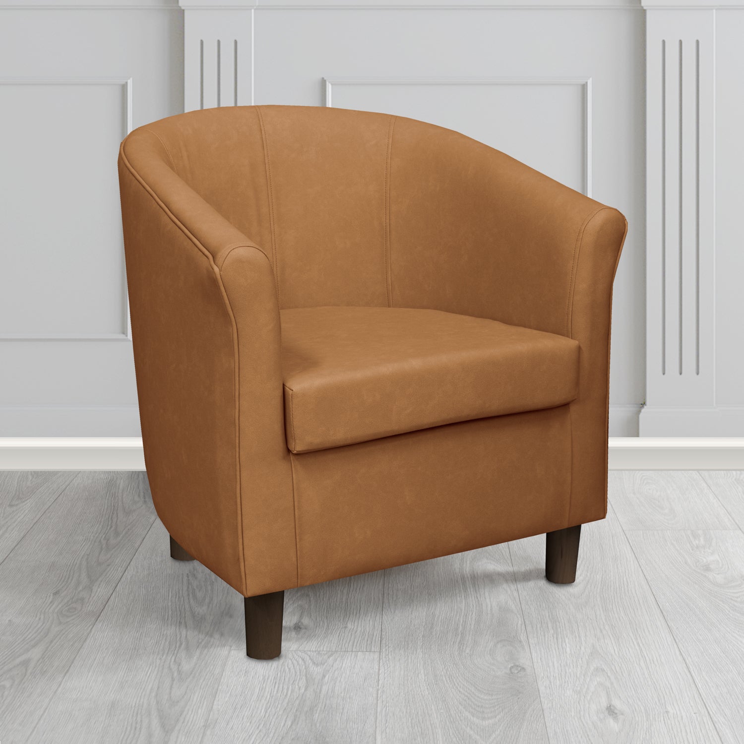 Tuscany Tub Chair in Infiniti Camel INF1849 Antimicrobial Crib 5 Faux Leather - The Tub Chair Shop