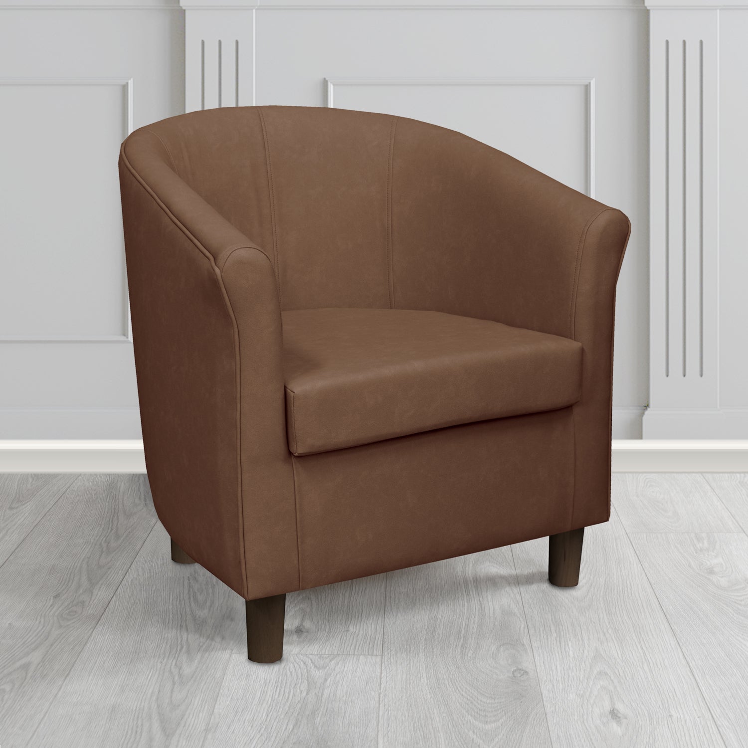 Tuscany Tub Chair in Infiniti Tan INF1850 Antimicrobial Crib 5 Faux Leather - The Tub Chair Shop