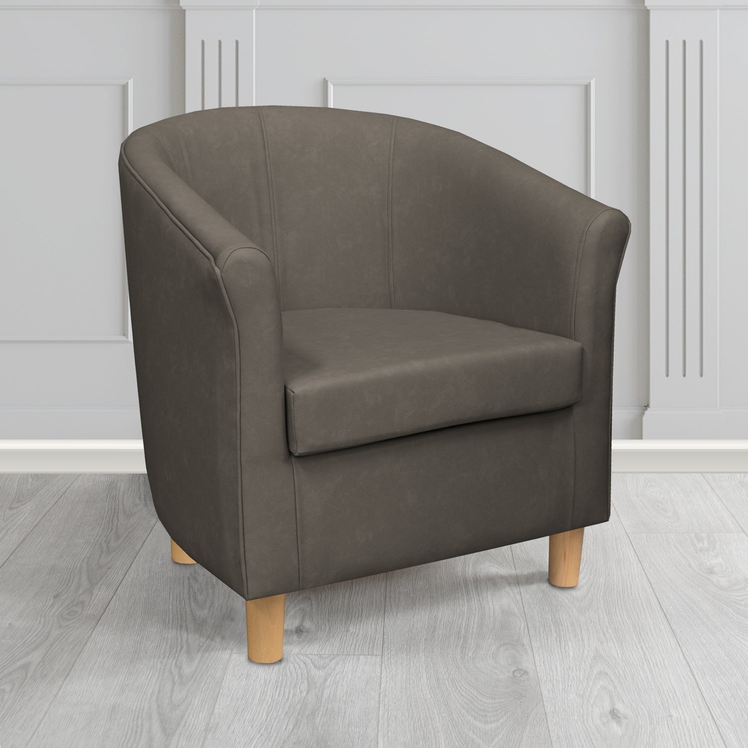 Tuscany Tub Chair in Infiniti Espresso INF1851 Antimicrobial Crib 5 Faux Leather - The Tub Chair Shop