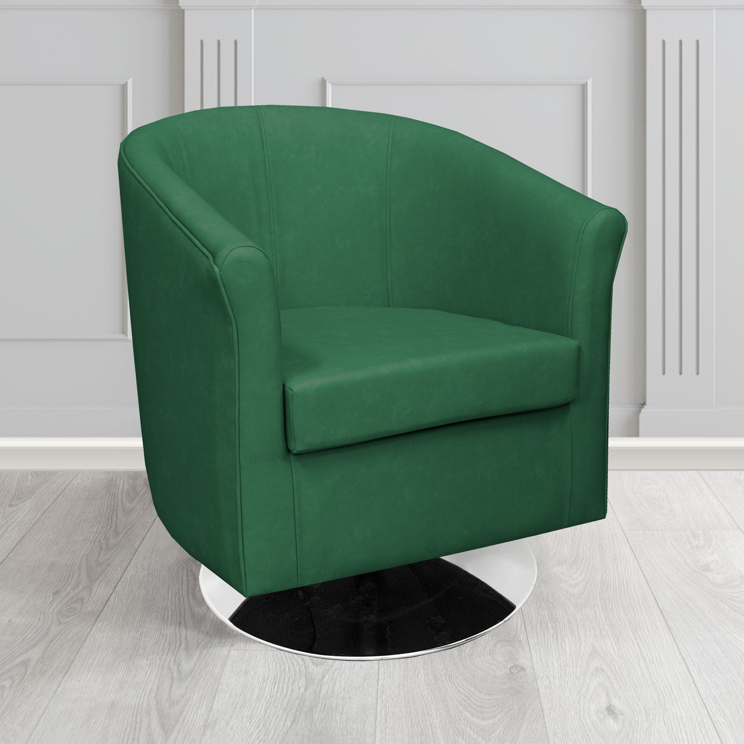 Tuscany Swivel Tub Chair in Infiniti Racing INF1853 Antimicrobial Crib 5 Faux Leather - The Tub Chair Shop