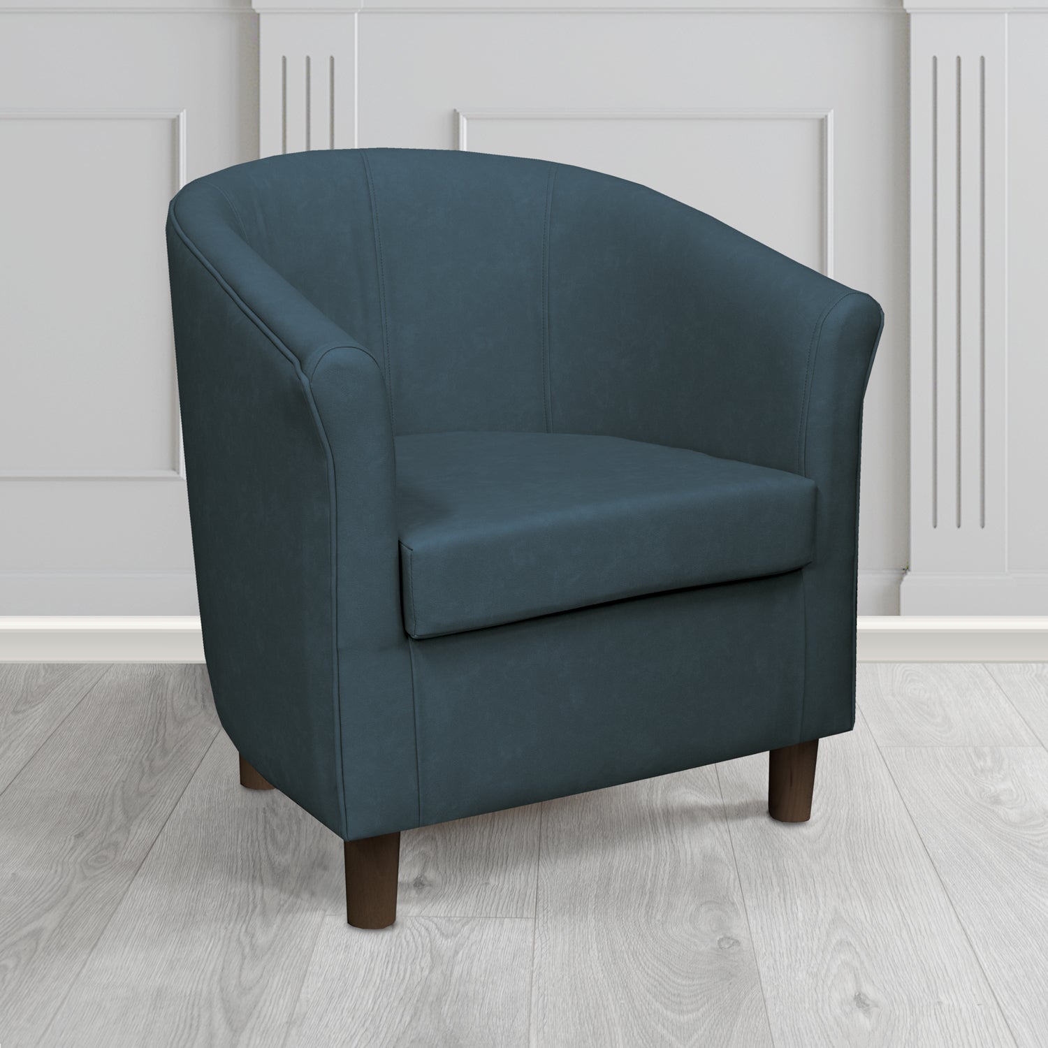 Tuscany Tub Chair in Infiniti Sapphire INF1855 Antimicrobial Crib 5 Faux Leather - The Tub Chair Shop