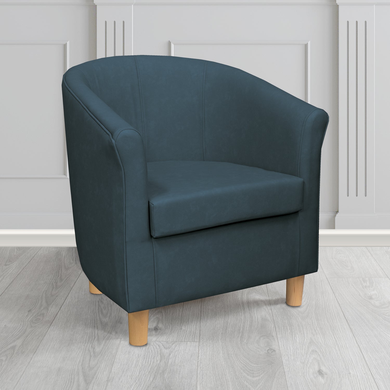 Tuscany Tub Chair in Infiniti Sapphire INF1855 Antimicrobial Crib 5 Faux Leather - The Tub Chair Shop