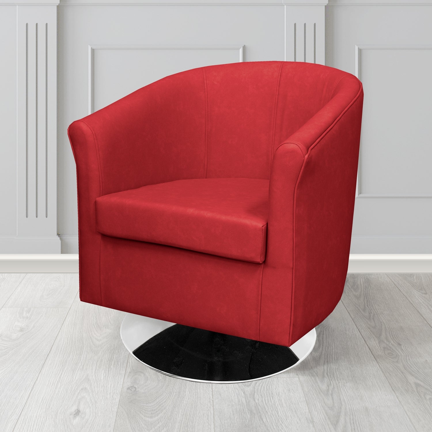 Tuscany Swivel Tub Chair in Infiniti Salsa INF1856 Antimicrobial Crib 5 Faux Leather - The Tub Chair Shop