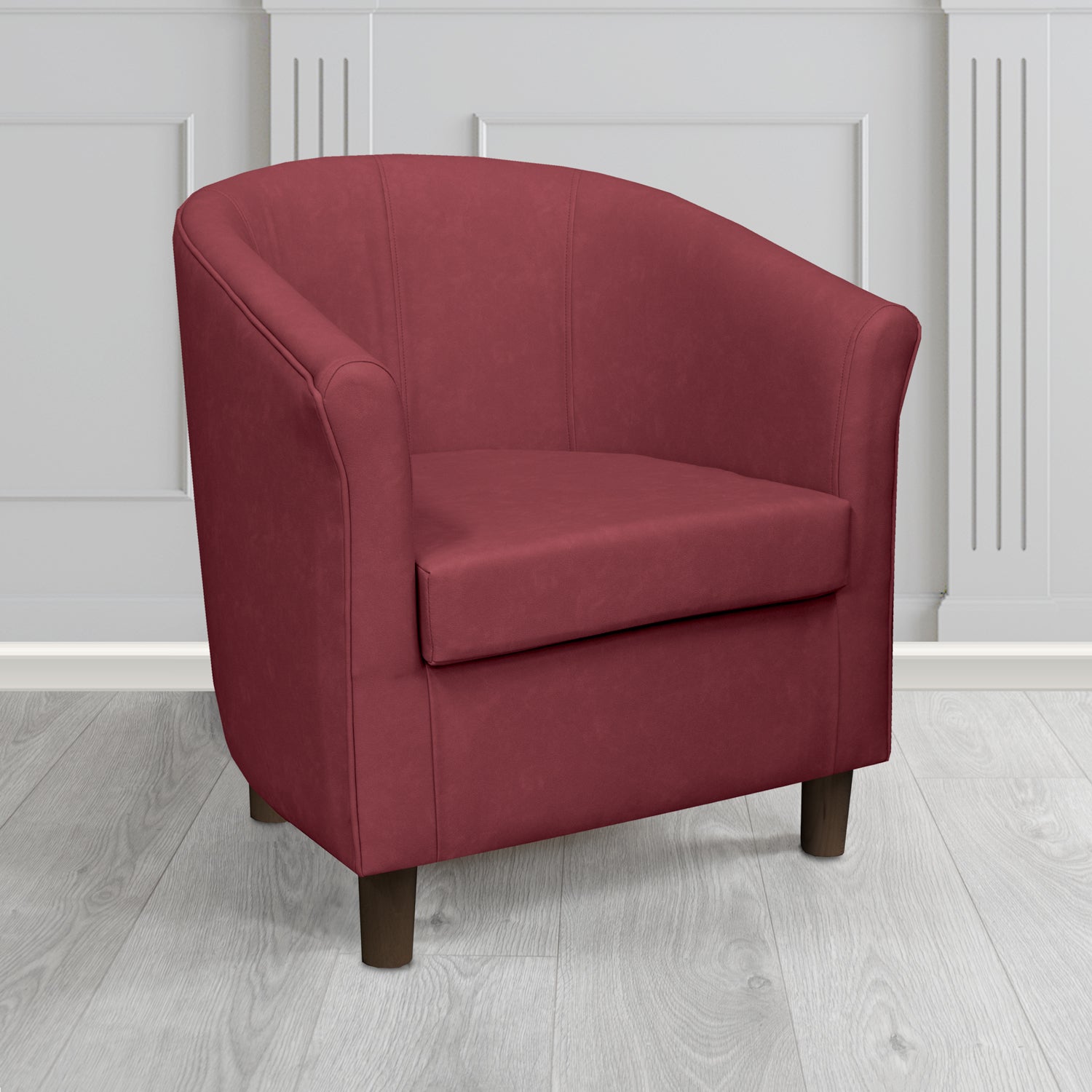 Tuscany Tub Chair in Infiniti Bordeaux INF1857 Antimicrobial Crib 5 Faux Leather - The Tub Chair Shop
