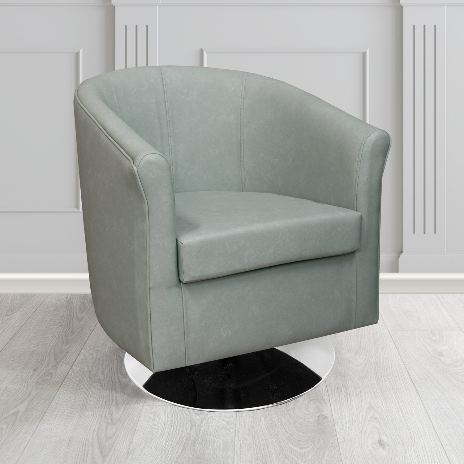 Tuscany Swivel Tub Chair in Infiniti Shadow INF1858 Antimicrobial Crib 5 Faux Leather - The Tub Chair Shop
