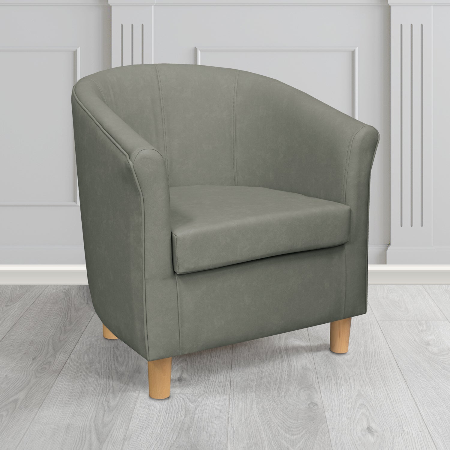 Tuscany Tub Chair in Infiniti Elephant INF1860 Antimicrobial Crib 5 Faux Leather - The Tub Chair Shop