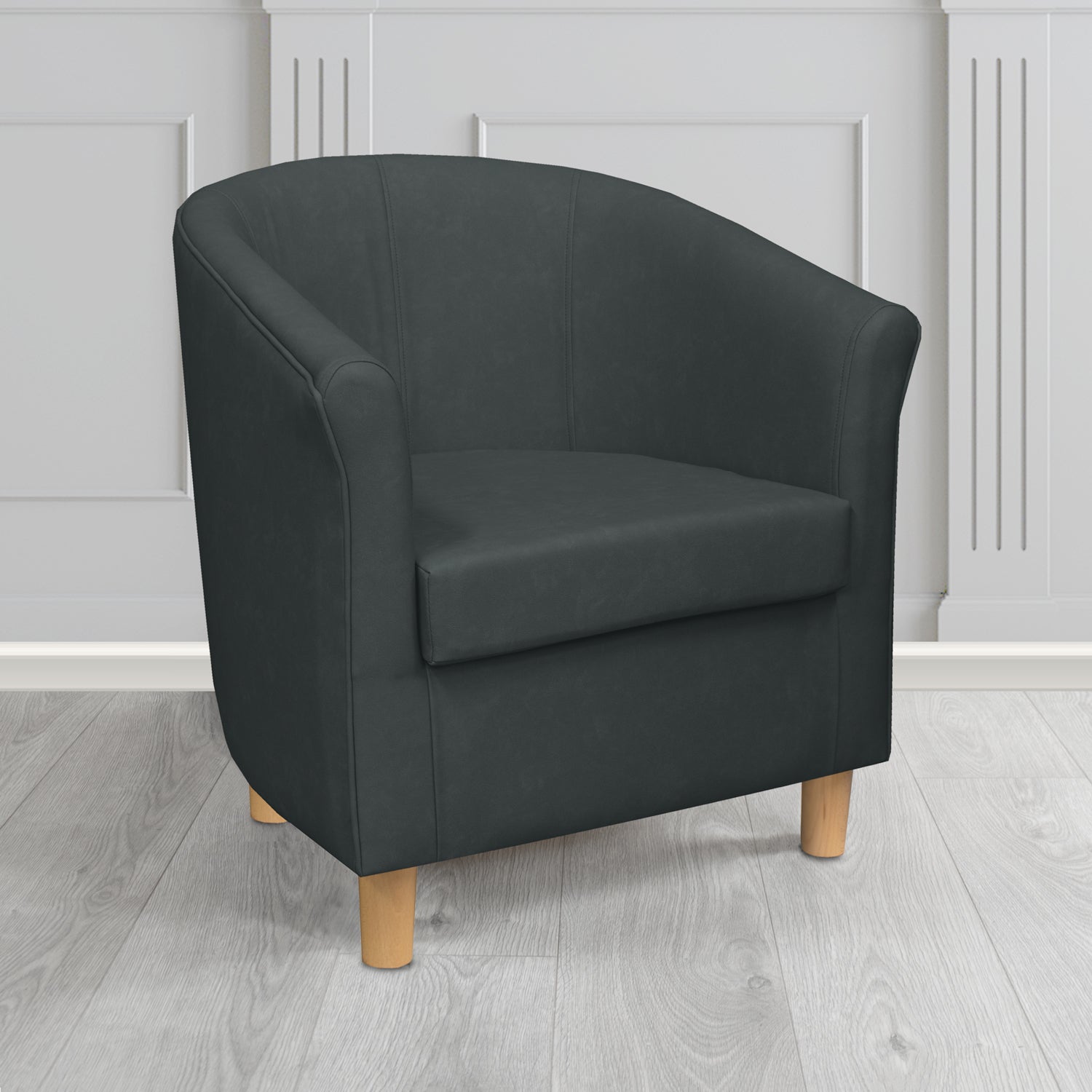Tuscany Tub Chair in Infiniti Noir INF1863 Antimicrobial Crib 5 Faux Leather - The Tub Chair Shop