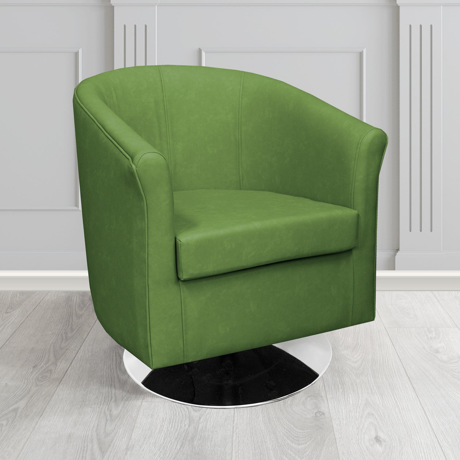 Tuscany Swivel Tub Chair in Infiniti Leaf INF999 Antimicrobial Crib 5 Faux Leather - The Tub Chair Shop