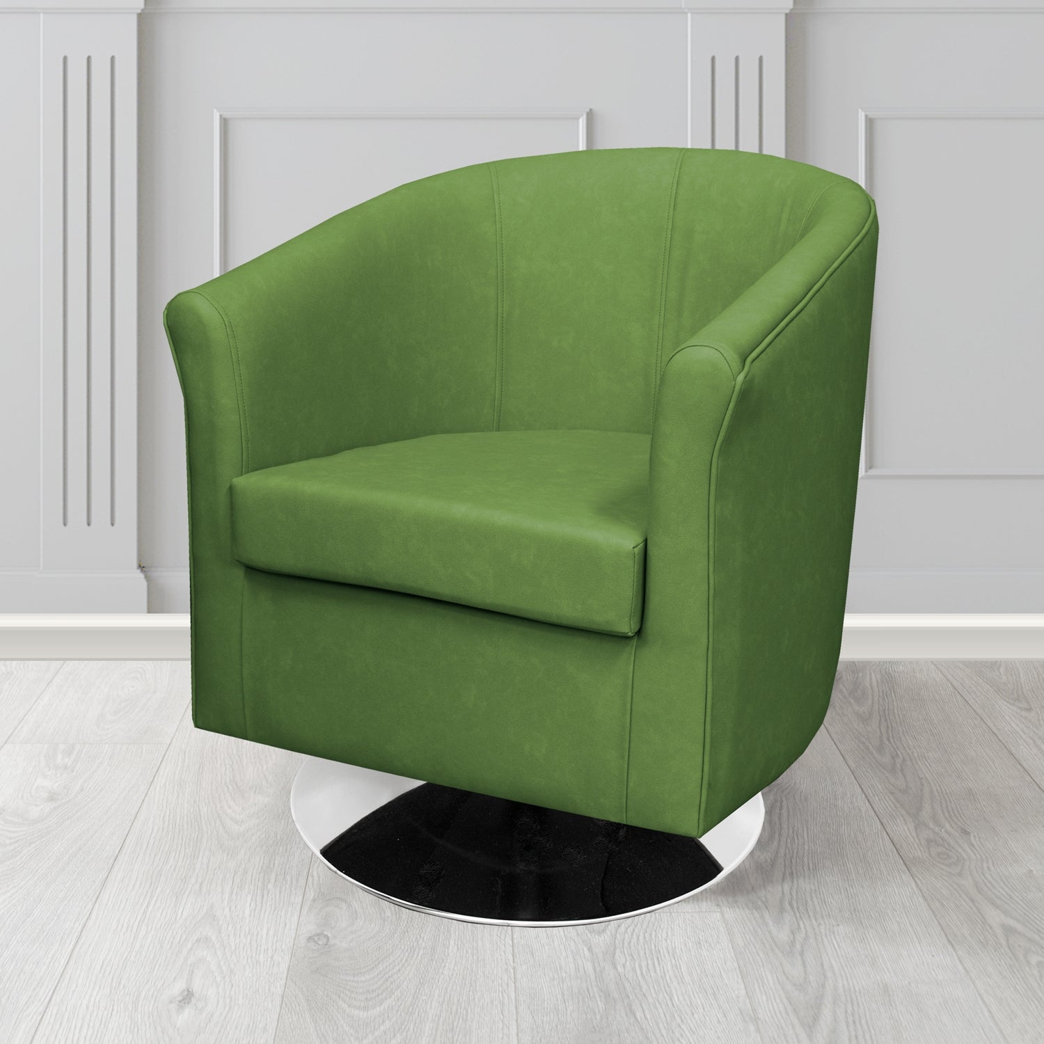 Tuscany Swivel Tub Chair in Infiniti Leaf INF999 Antimicrobial Crib 5 Faux Leather