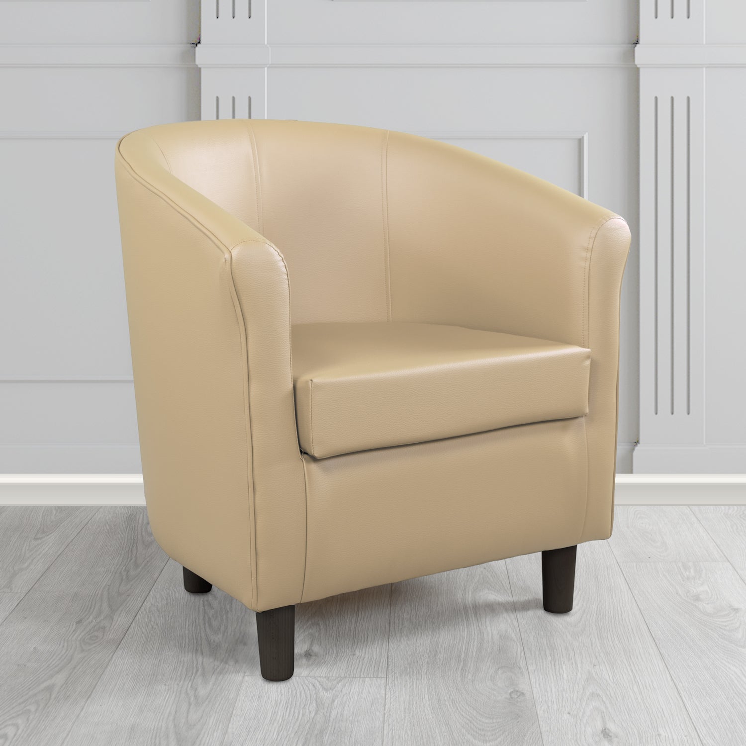 Tuscany Tub Chair in Just Colour Antimicrobial Crib 5 Contract Faux Leather with Dark Wood Legs