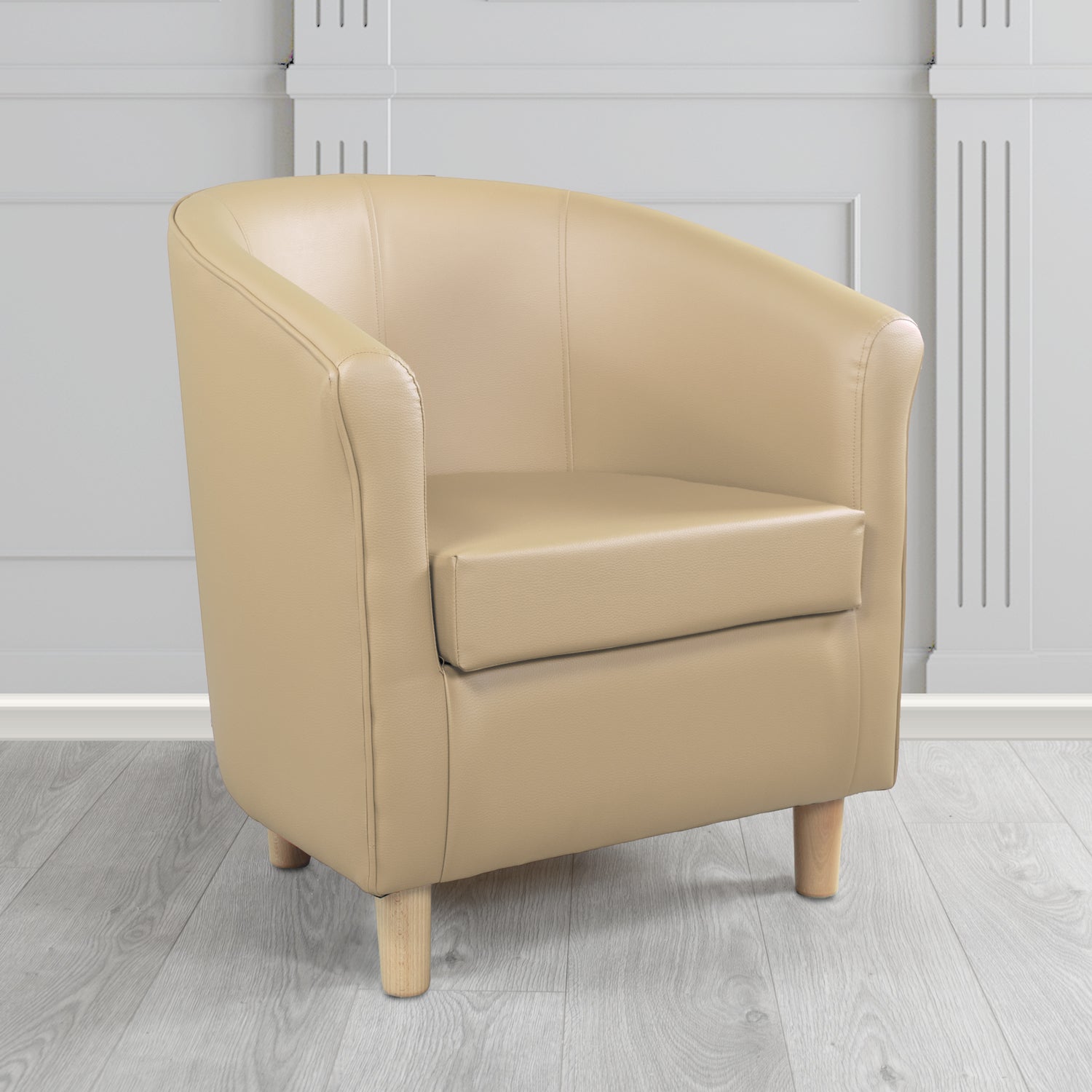 Tuscany Tub Chair in Just Colour Antimicrobial Crib 5 Contract Faux Leather with Light Wood Legs
