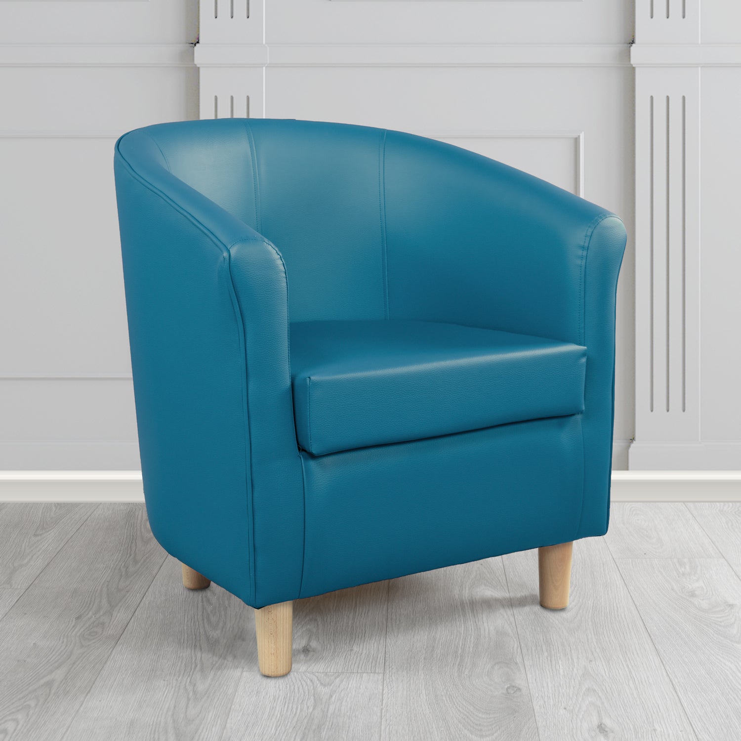 Tuscany Tub Chair in Just Colour Antimicrobial Crib 5 Contract Faux Leather with Light Wood Legs