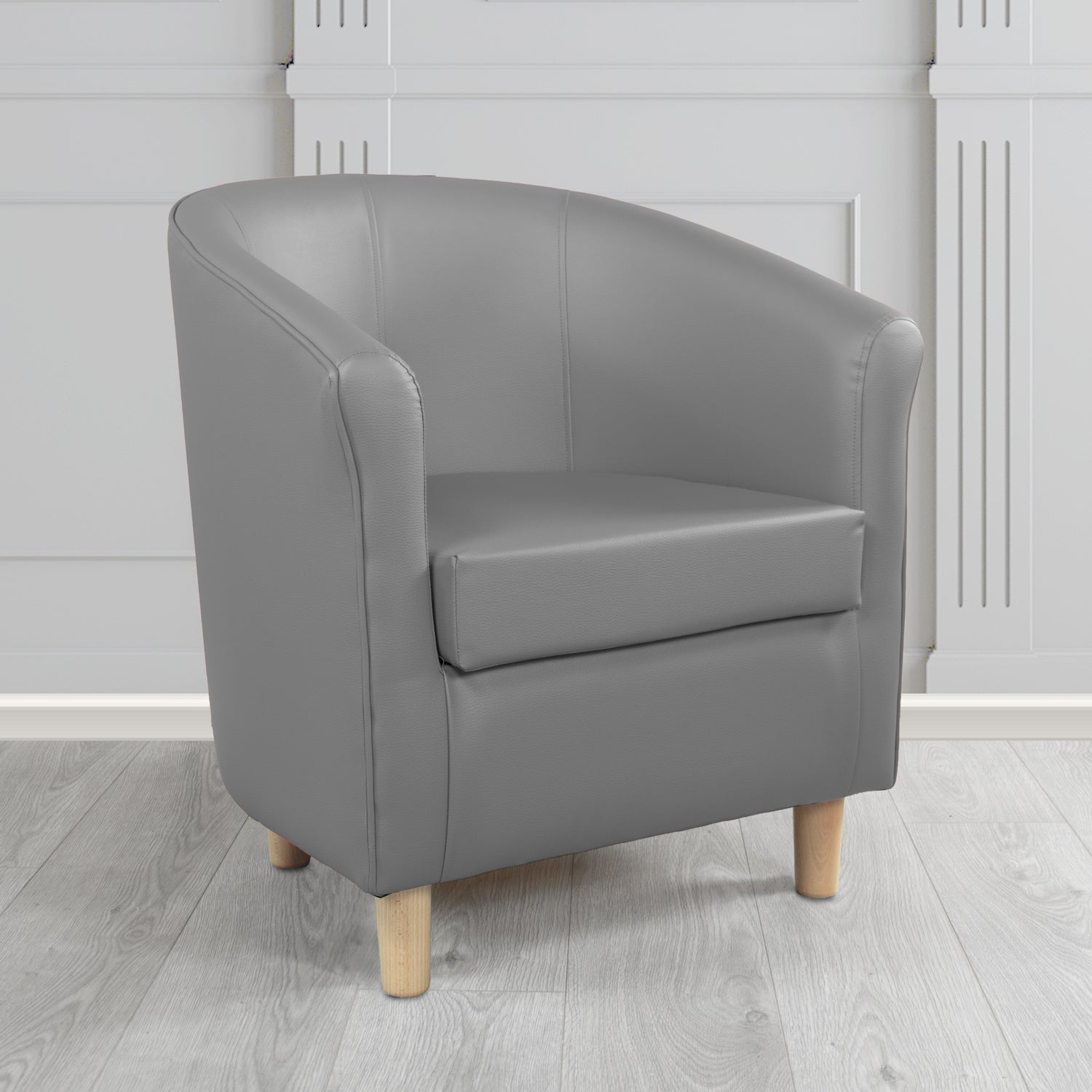 Tuscany Tub Chair in Just Colour Antimicrobial Crib 5 Contract Faux Leather with Light Wood Legs