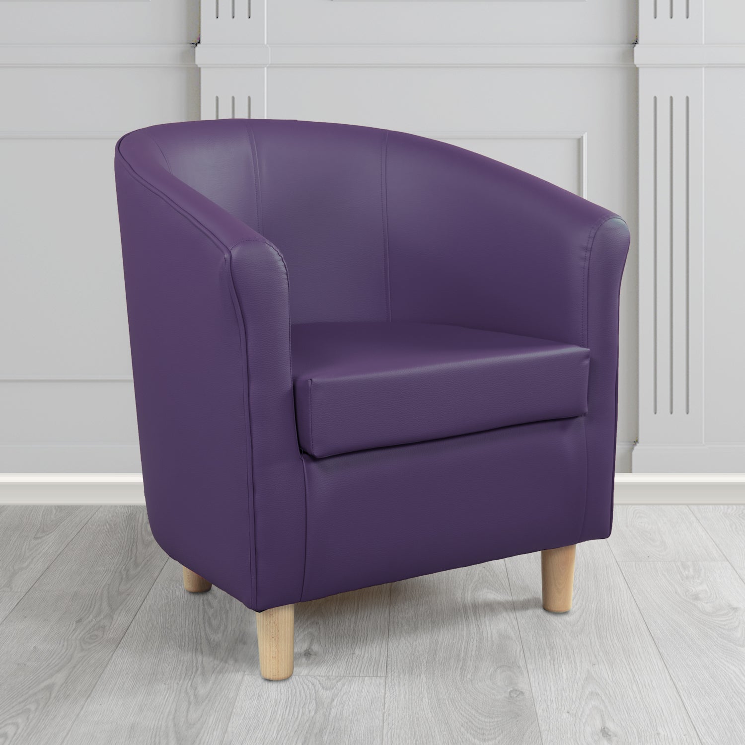 Tuscany Tub Chair in Just Colour Antimicrobial Crib 5 Contract Faux Leather with Light Wood Legs