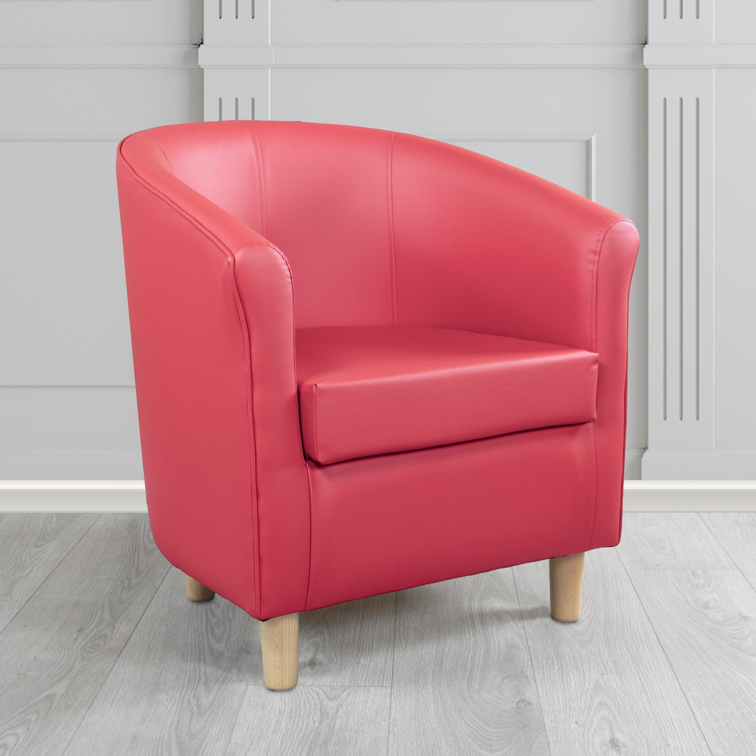 Tuscany Tub Chair in Just Colour Antimicrobial Crib 5 Contract Faux Leather with Light Wood Legs
