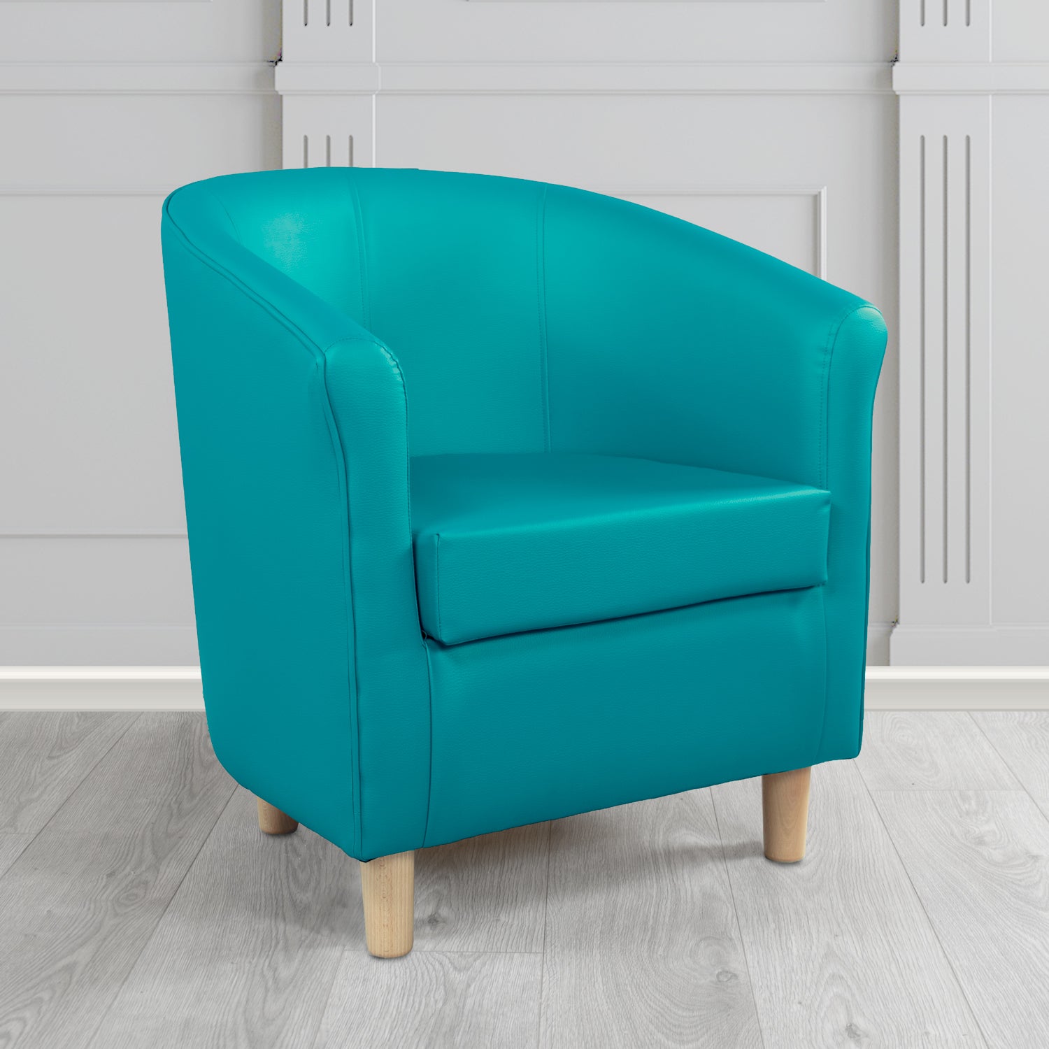 Tuscany Tub Chair in Just Colour Antimicrobial Crib 5 Contract Faux Leather with Light Wood Legs