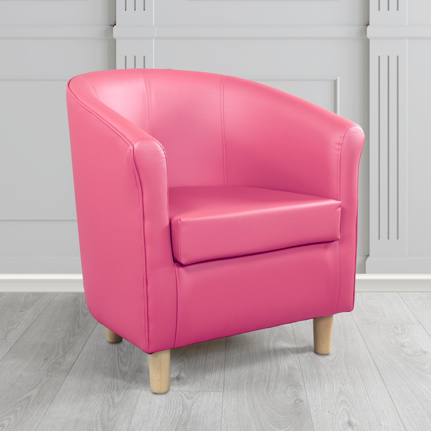 Tuscany Tub Chair in Just Colour Antimicrobial Crib 5 Contract Faux Leather with Light Wood Legs