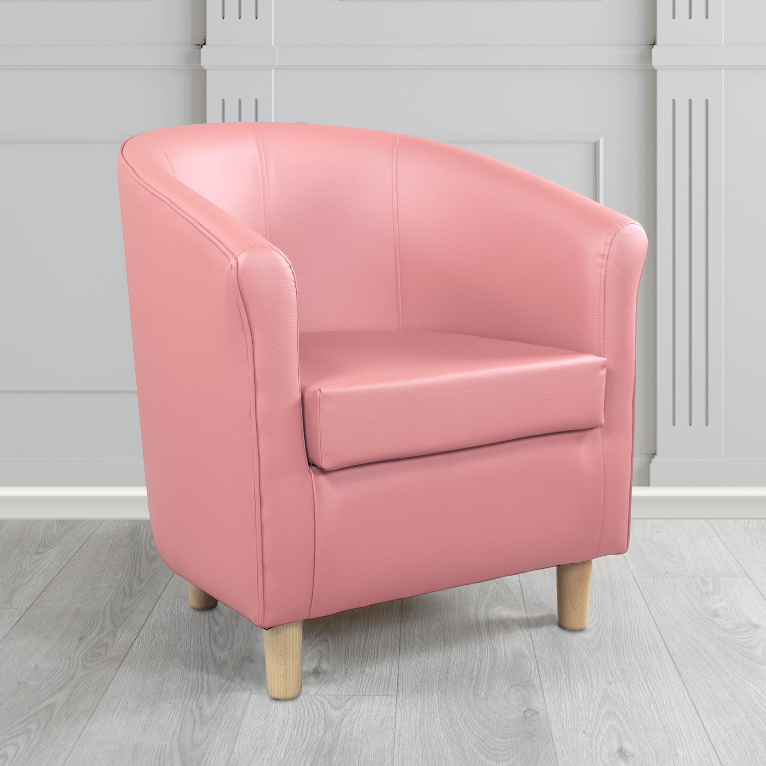 Tuscany Tub Chair in Just Colour Antimicrobial Crib 5 Contract Faux Leather with Light Wood Legs