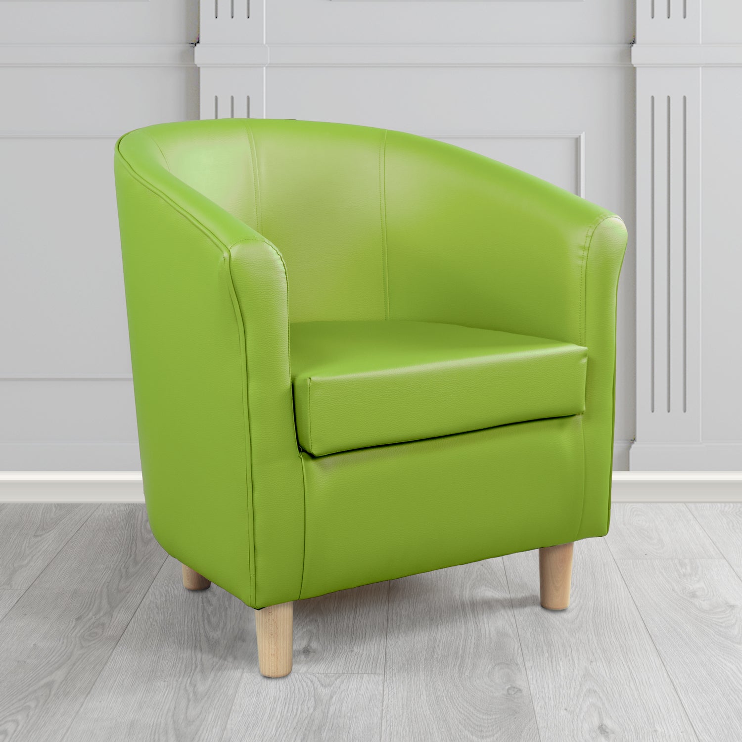 Tuscany Tub Chair in Just Colour Antimicrobial Crib 5 Contract Faux Leather with Light Wood Legs