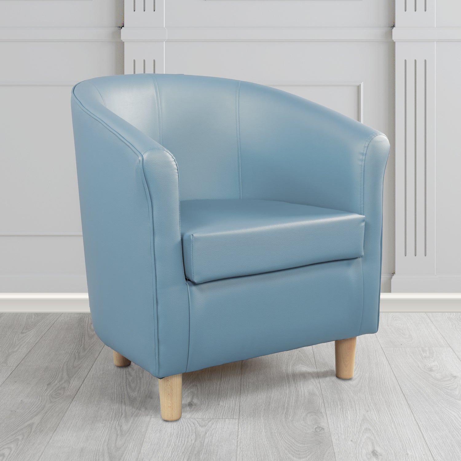 Tuscany Tub Chair in Just Colour Antimicrobial Crib 5 Contract Faux Leather with Light Wood Legs