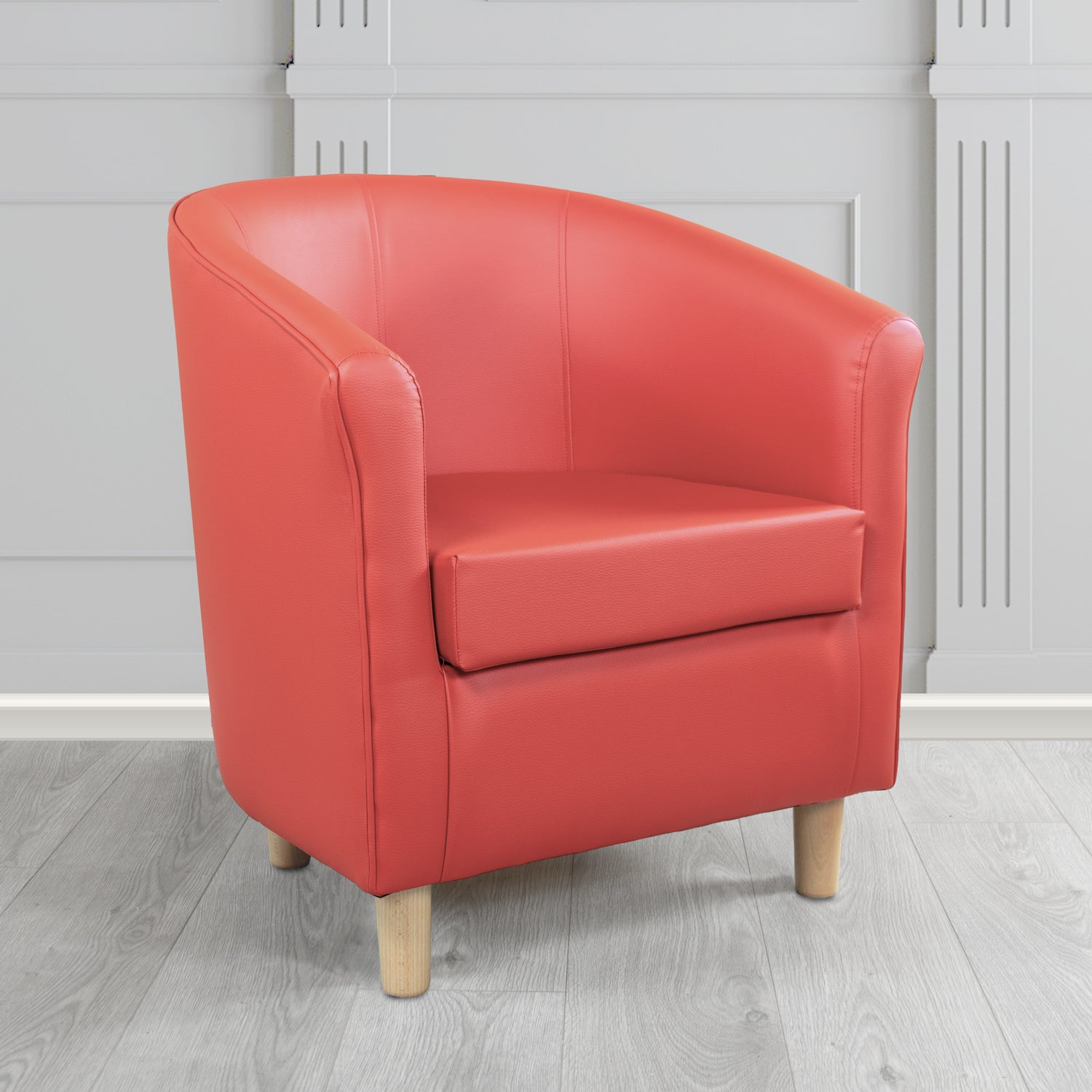 Tuscany Tub Chair in Just Colour Antimicrobial Crib 5 Contract Faux Leather with Light Wood Legs