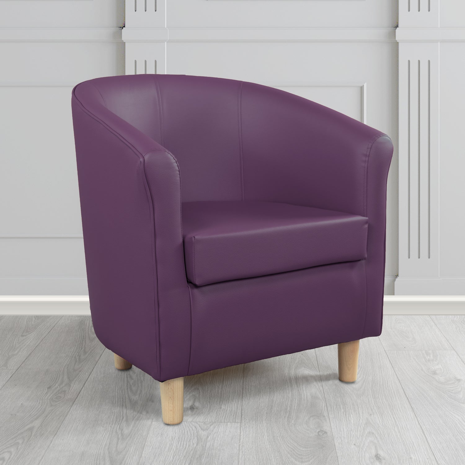 Tuscany Tub Chair in Just Colour Antimicrobial Crib 5 Contract Faux Leather with Light Wood Legs