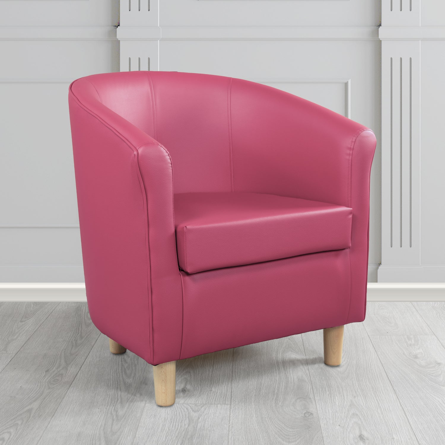 Tuscany Tub Chair in Just Colour Antimicrobial Crib 5 Contract Faux Leather with Light Wood Legs