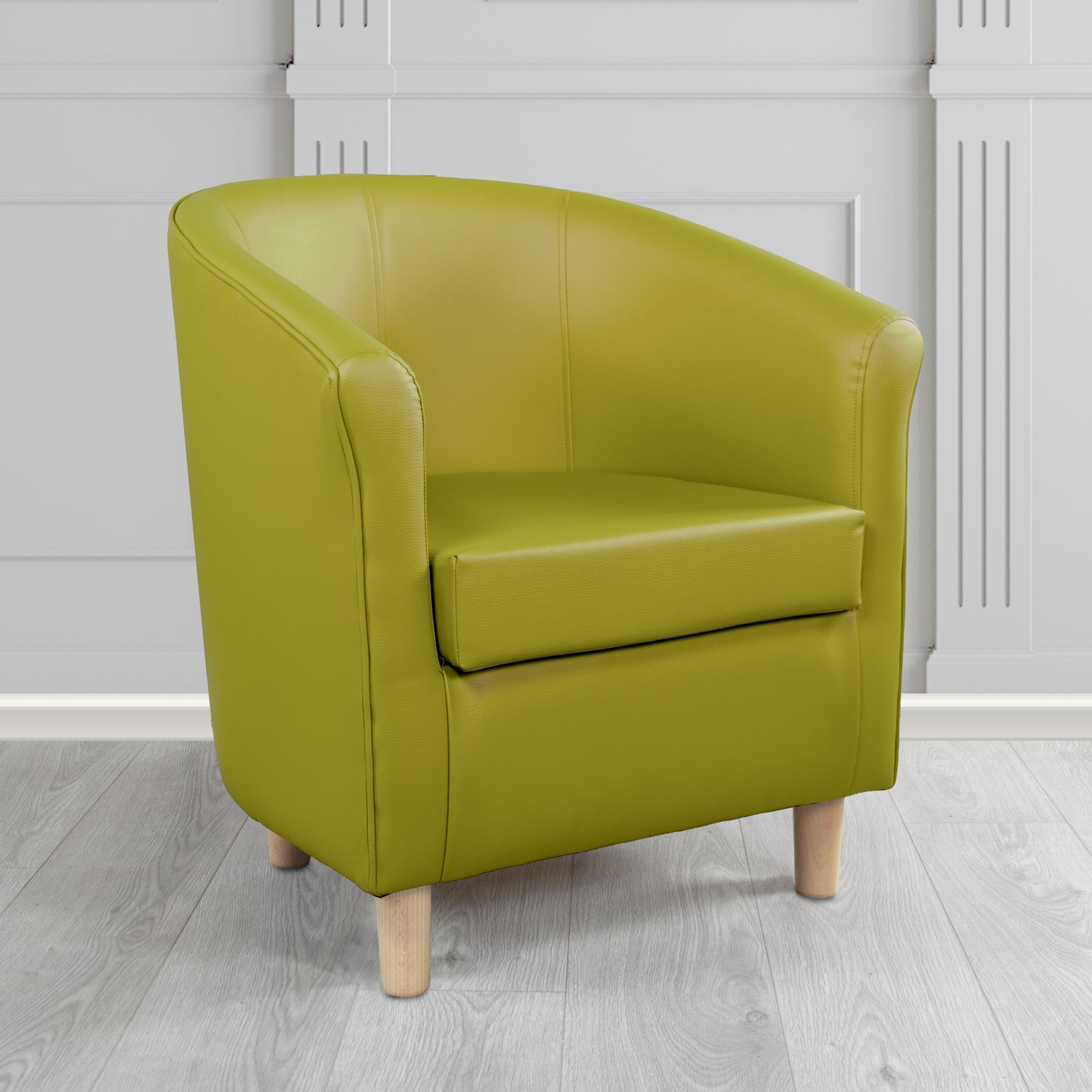 Tuscany Tub Chair in Just Colour Antimicrobial Crib 5 Contract Faux Leather with Light Wood Legs