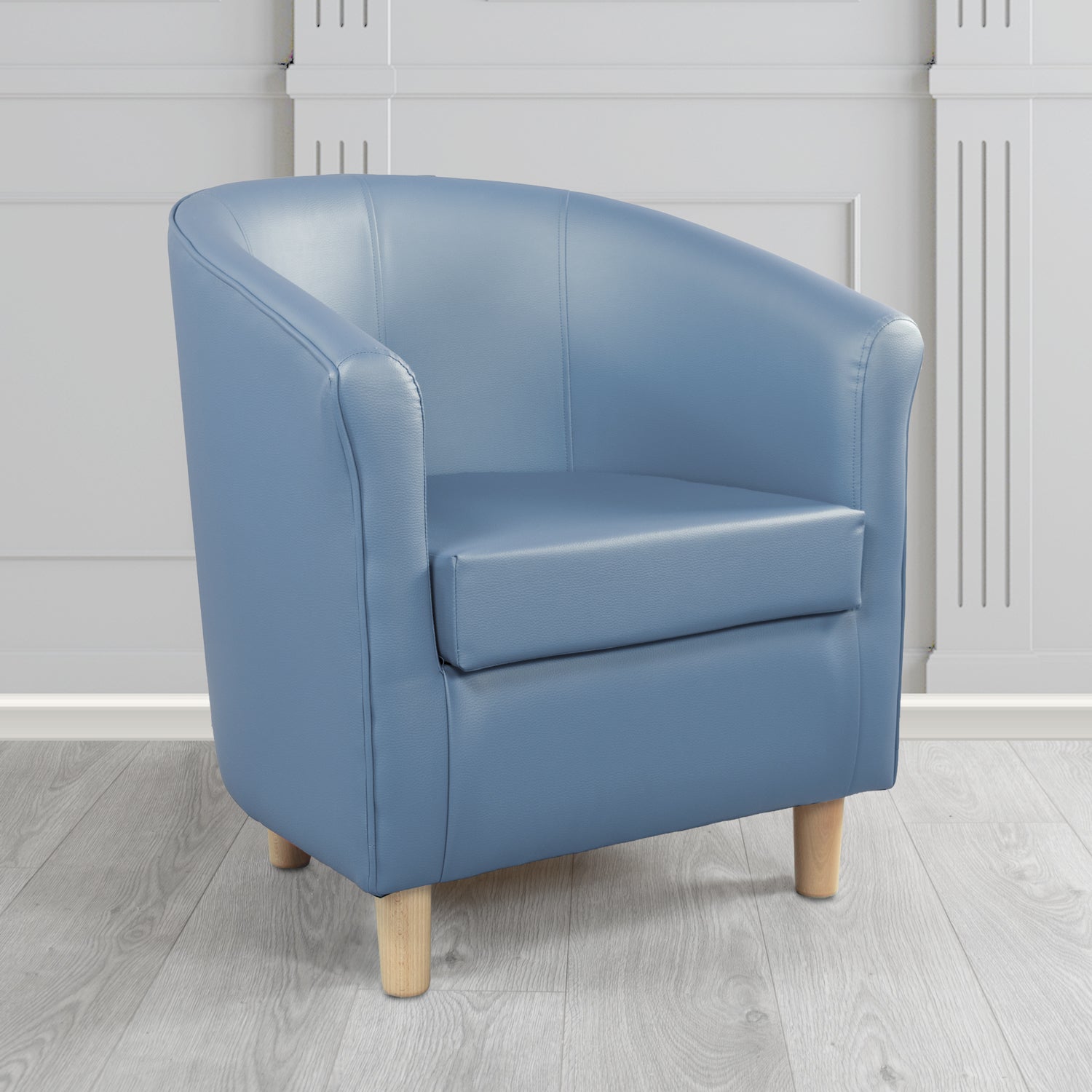 Tuscany Tub Chair in Just Colour Antimicrobial Crib 5 Contract Faux Leather with Light Wood Legs